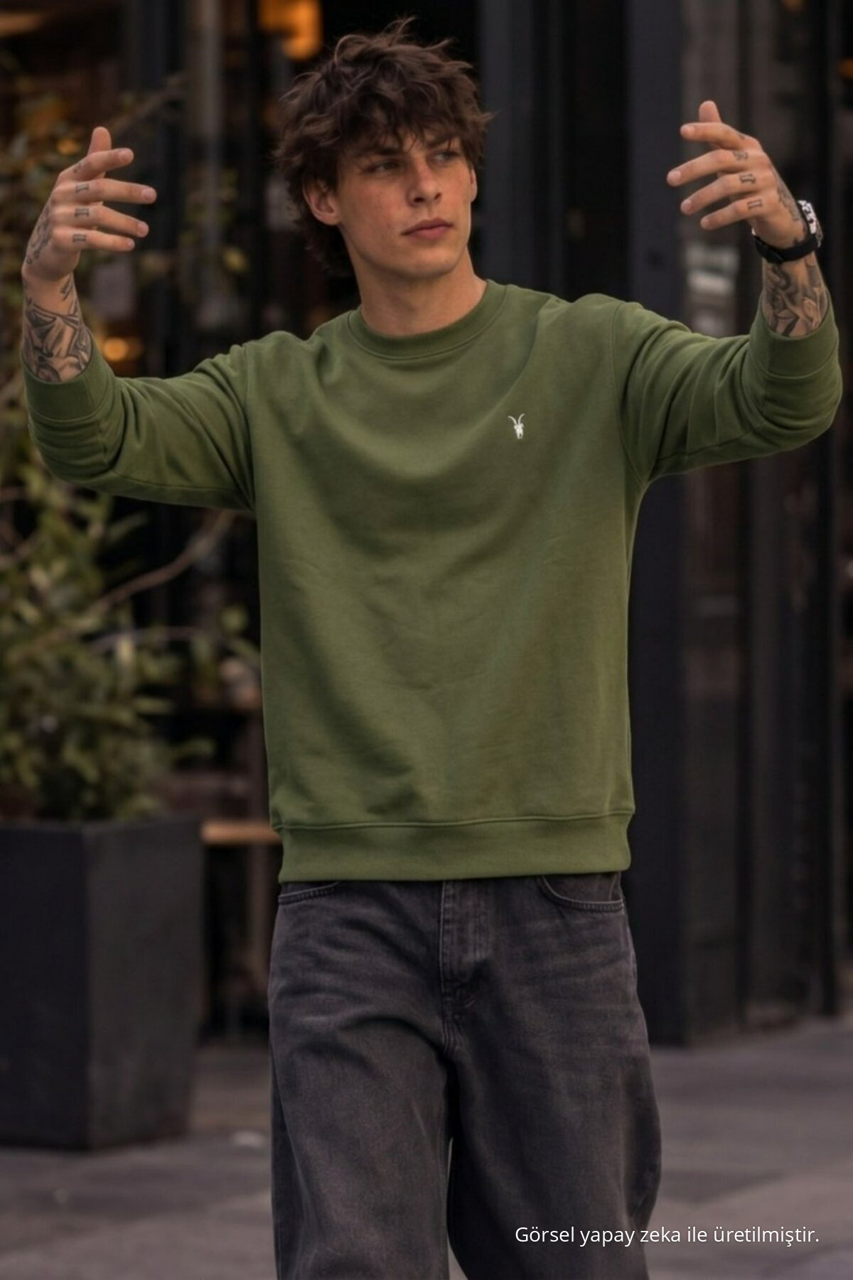 Erkek Basic Mevsimlik Bol 3 Lü Sweatshirt FÜME 3