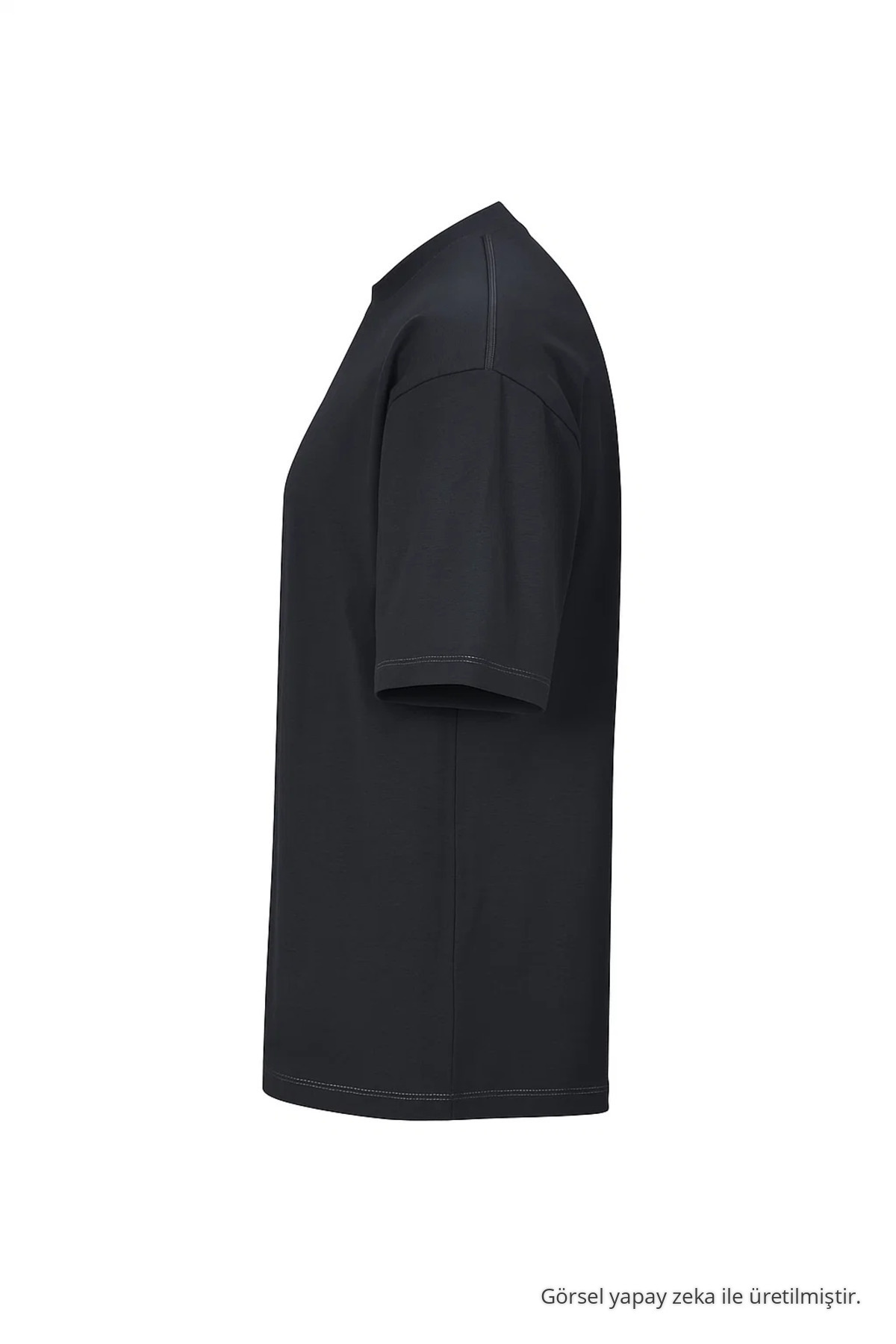 Erkek %100 Organik Pamuklu Kalın Dokulu Comfort Fit Bisiklet Yakalı Füme T-shirt 6