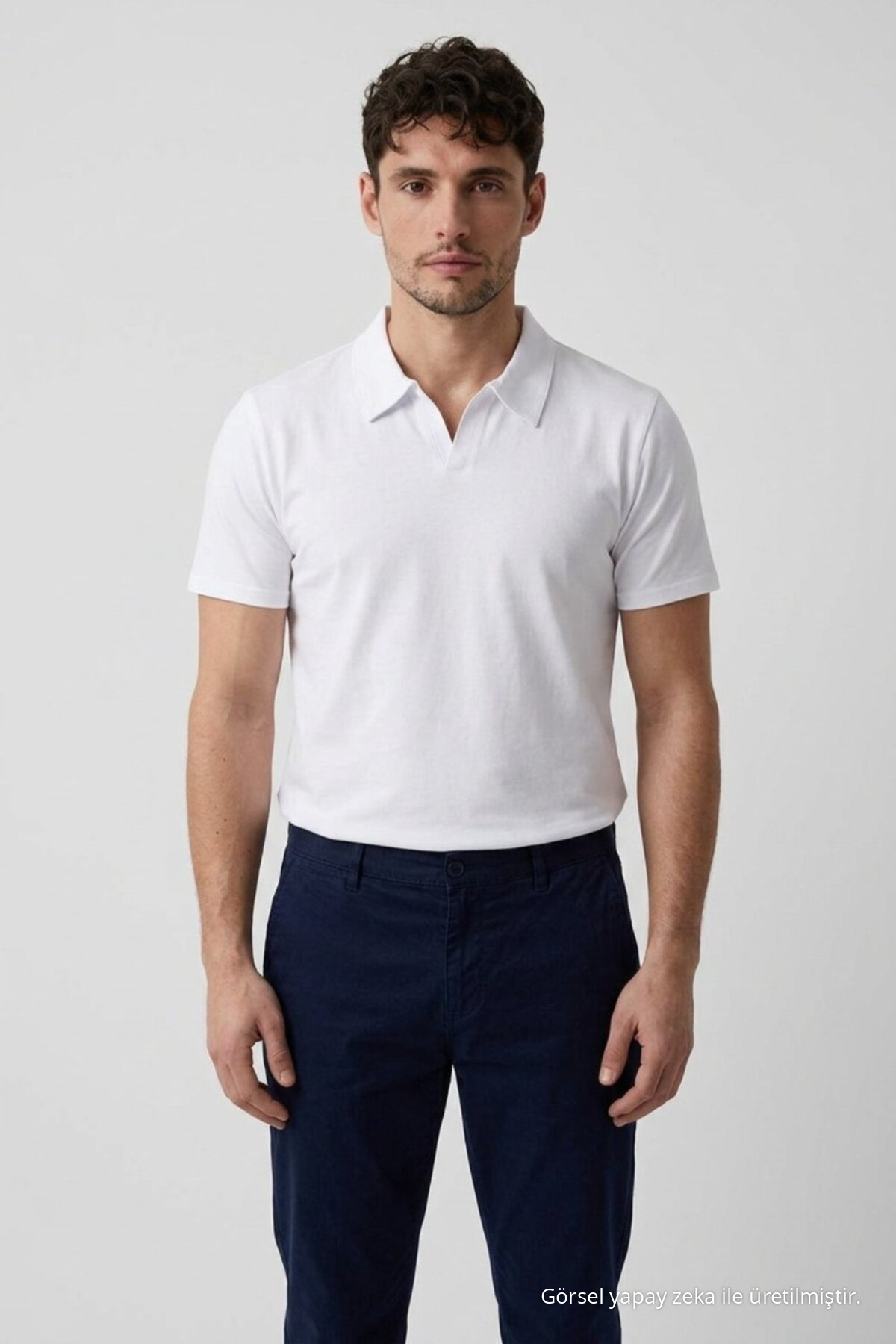 Erkek Polo Yaka Premium Comfort Spor Beyaz Tişört 3