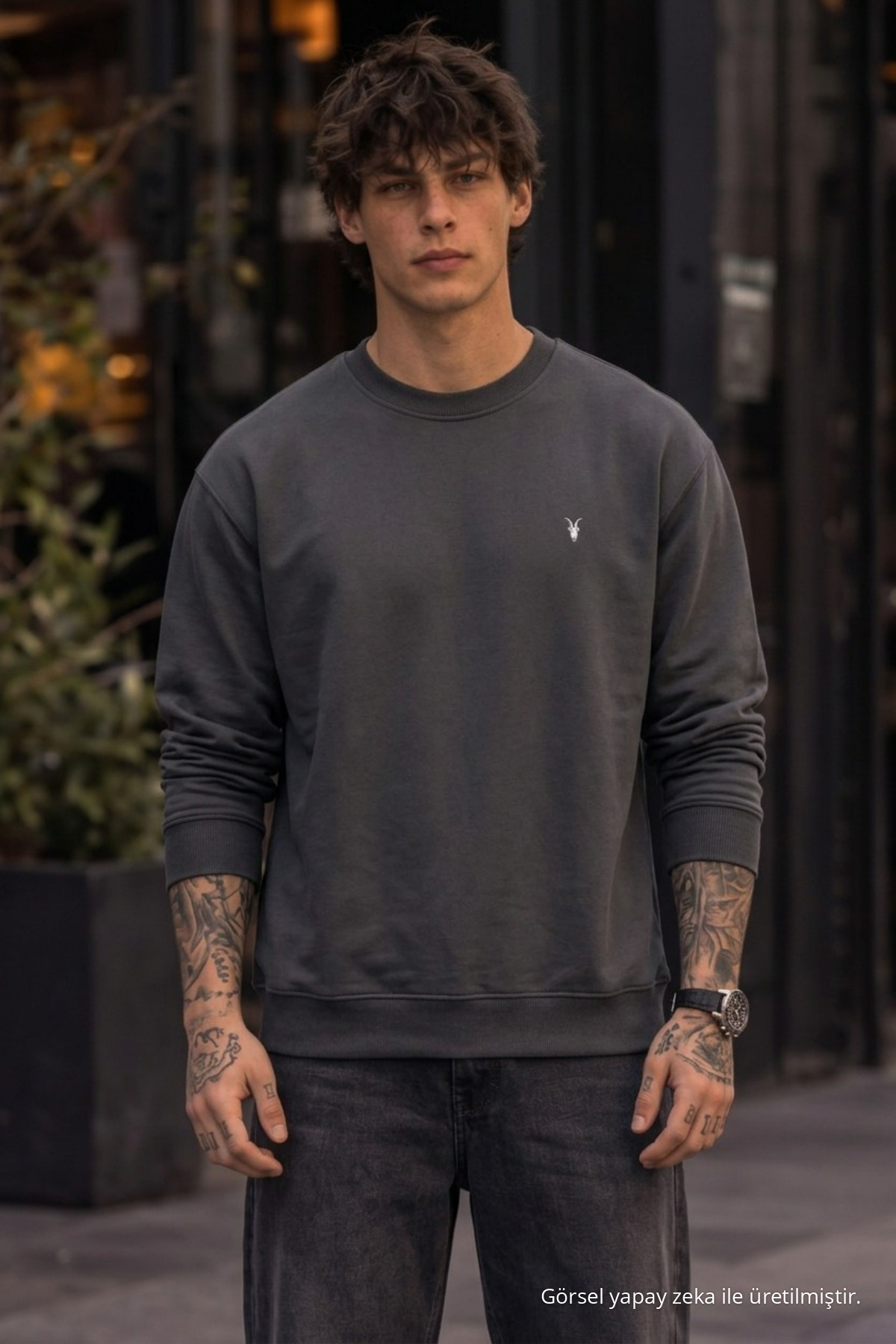 Örme Kışlık Günlük Füme Erkek Sweatshirt 3