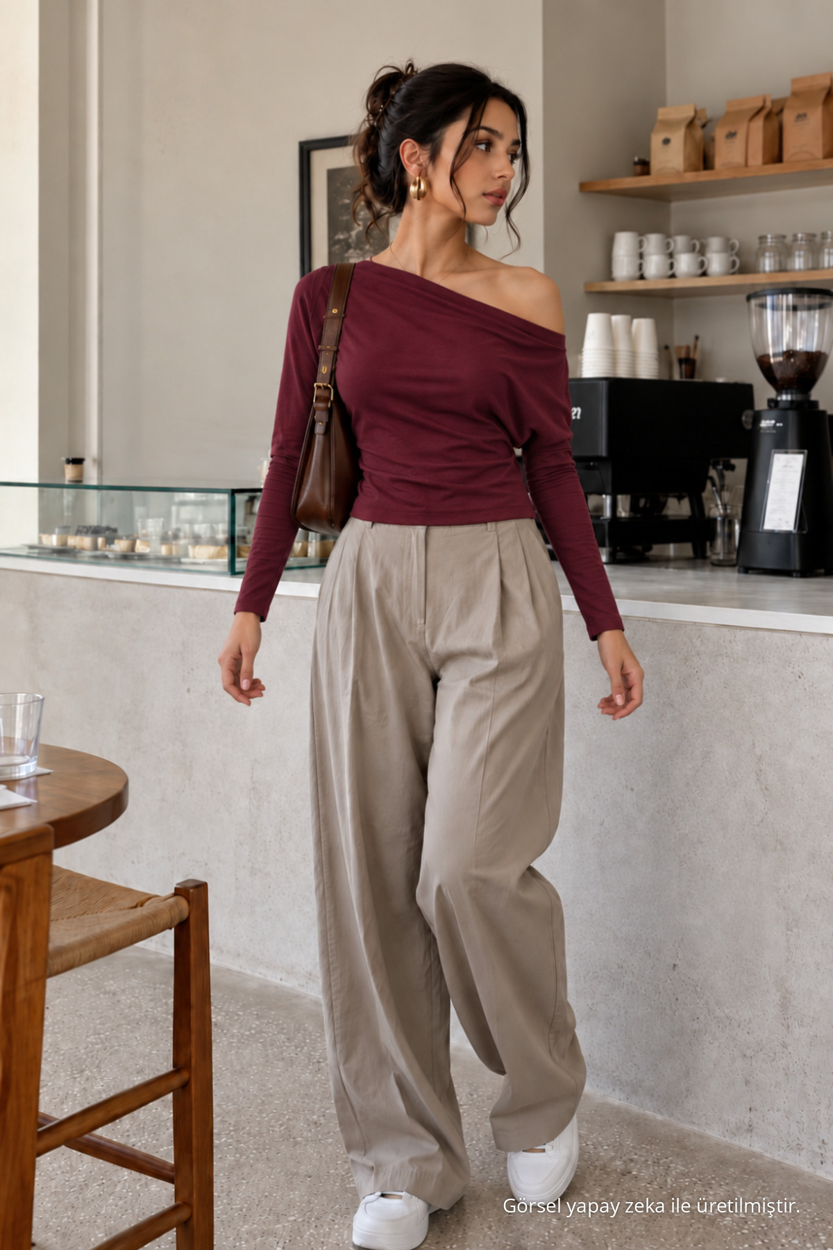 Bordo Renk Dar Kalıp Kadın Basic Bluz 4