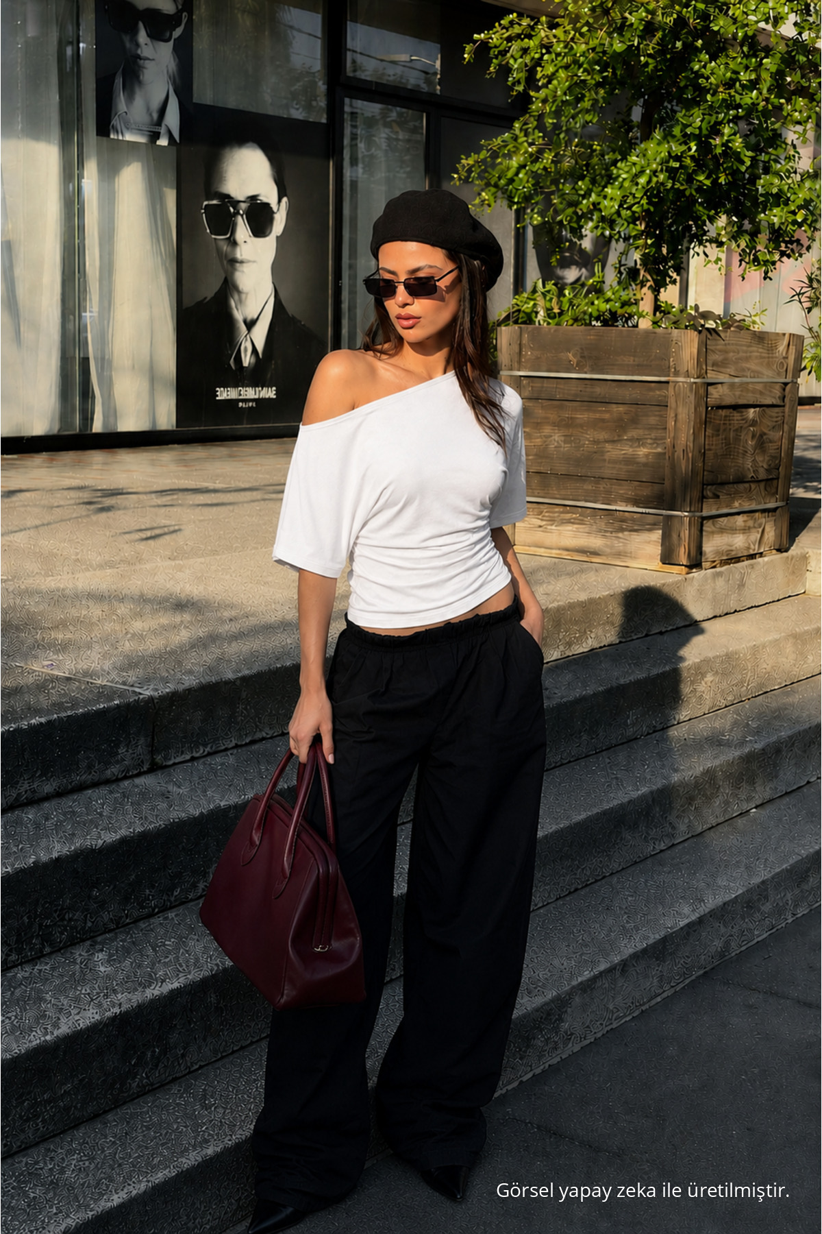 Kadın Günlük Casual Dar Beyaz Crop Bluz 4
