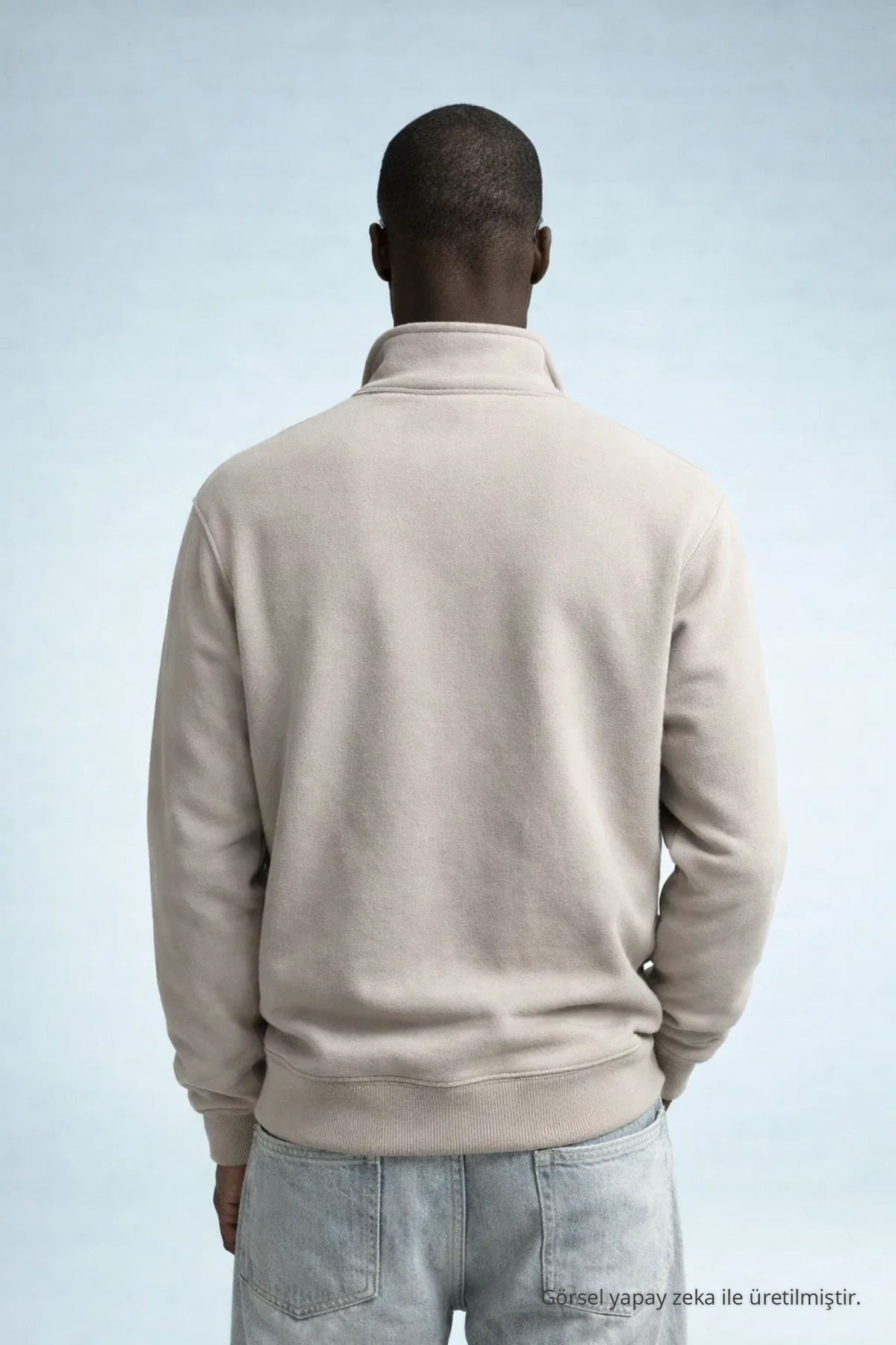 Erkek Kışlık Örme Yaka Krem Sweatshirt 5