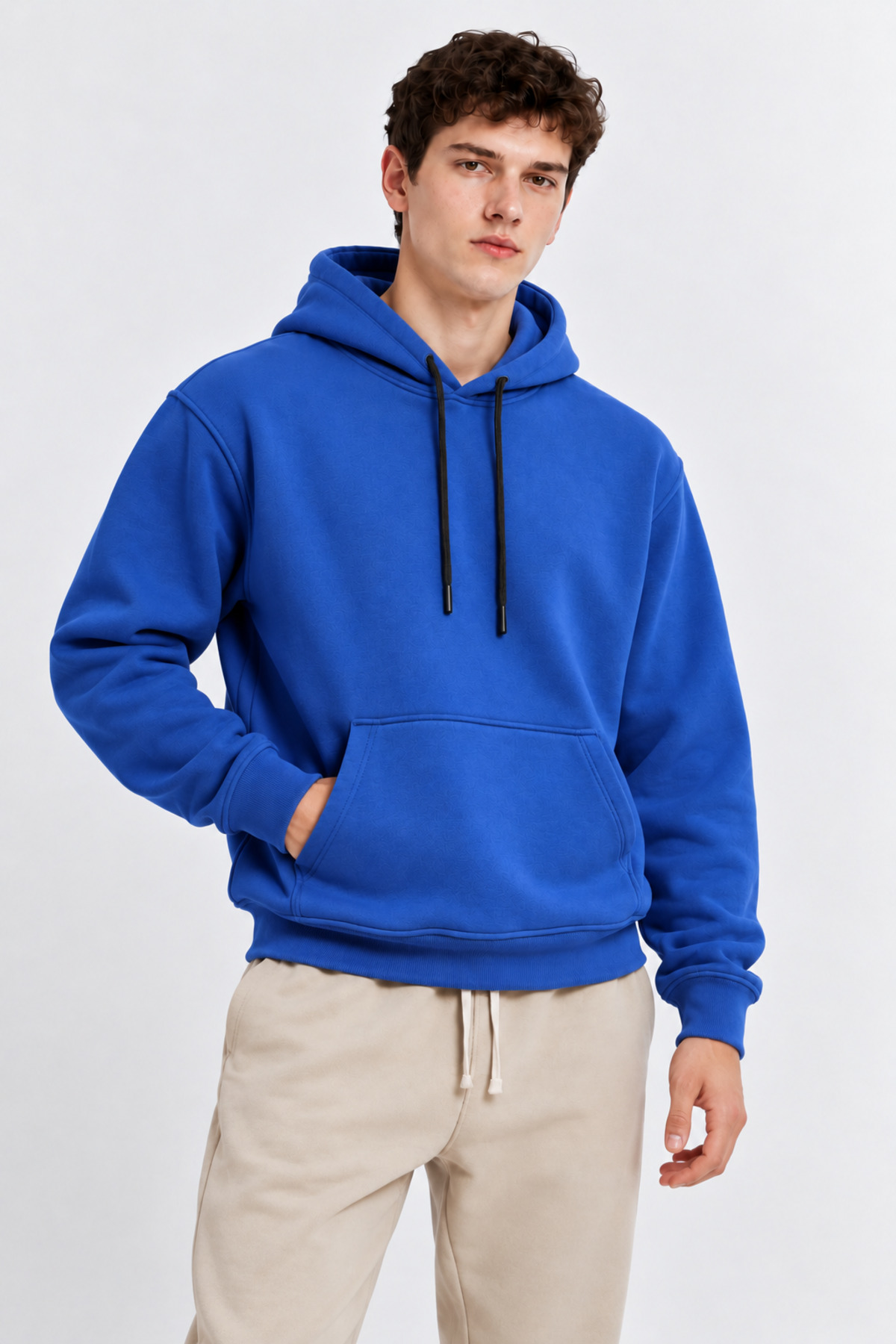 Indigo Renk Kanguru Cepli Kapüşonlu Sweatshirt 1205 İNDİGO 6
