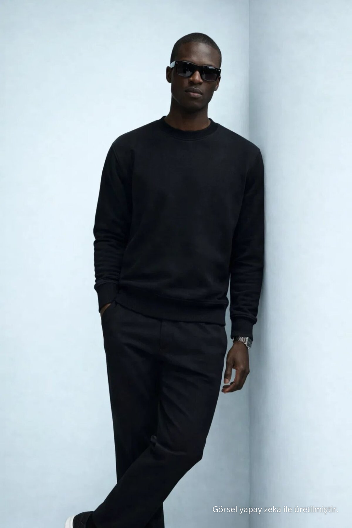 Erkek Kışlık SİYAH Oversize Sweatshirt 3