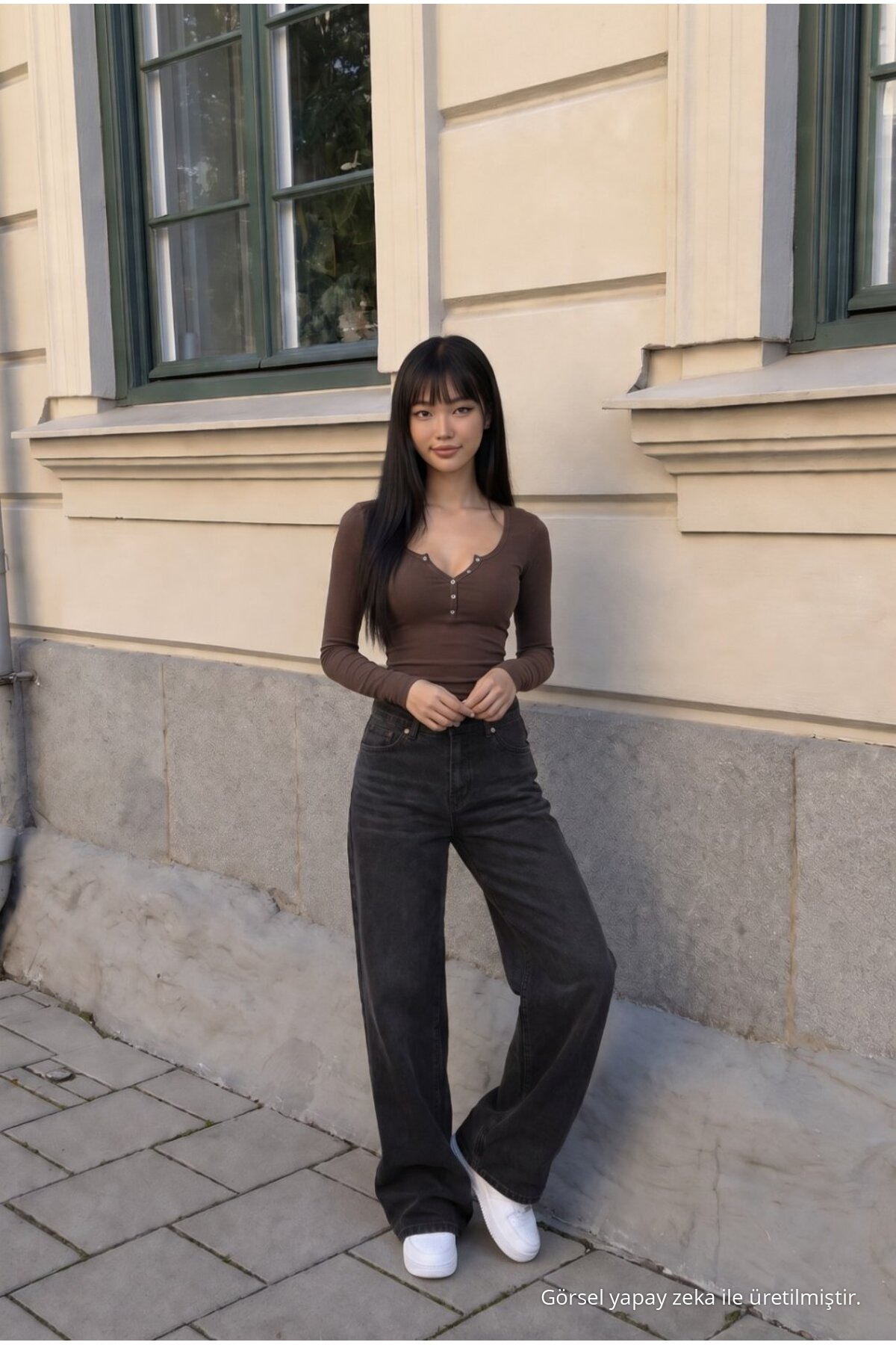 Kadın Bol Paça Jean Pantolon High Waist SİYAH EFEKTLİ 5