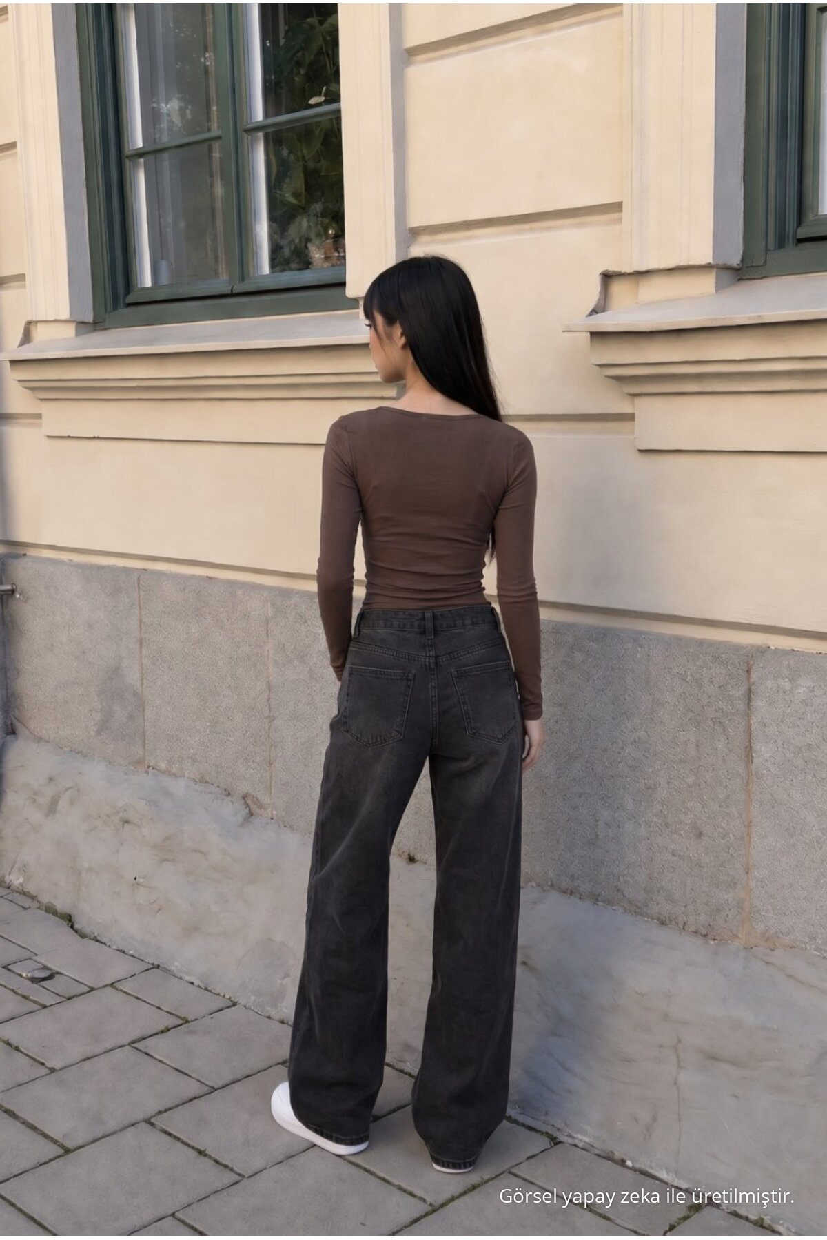 Kadın Bol Paça Jean Pantolon High Waist SİYAH EFEKTLİ 6