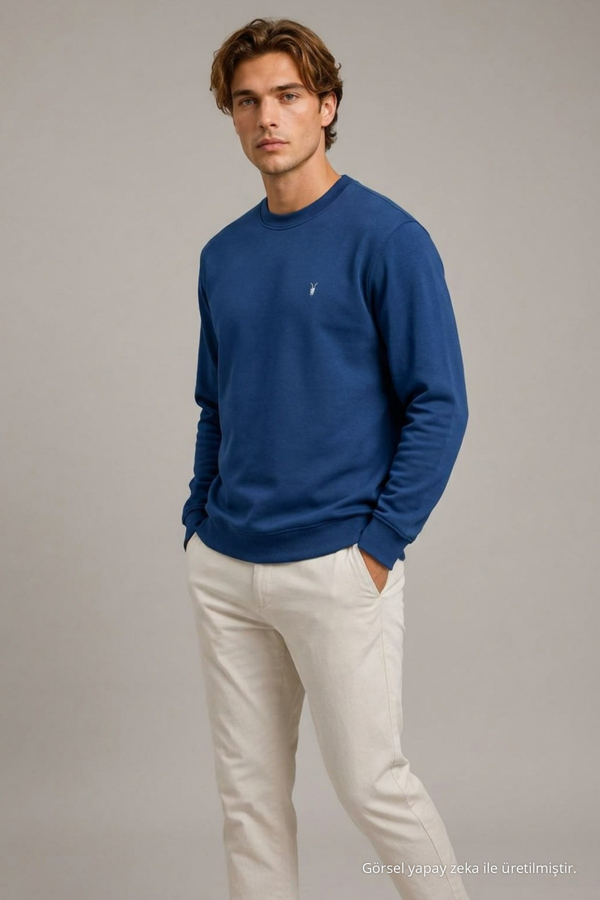 Reglan Casual Kış İNDİGO Erkek Sweatshirt 3