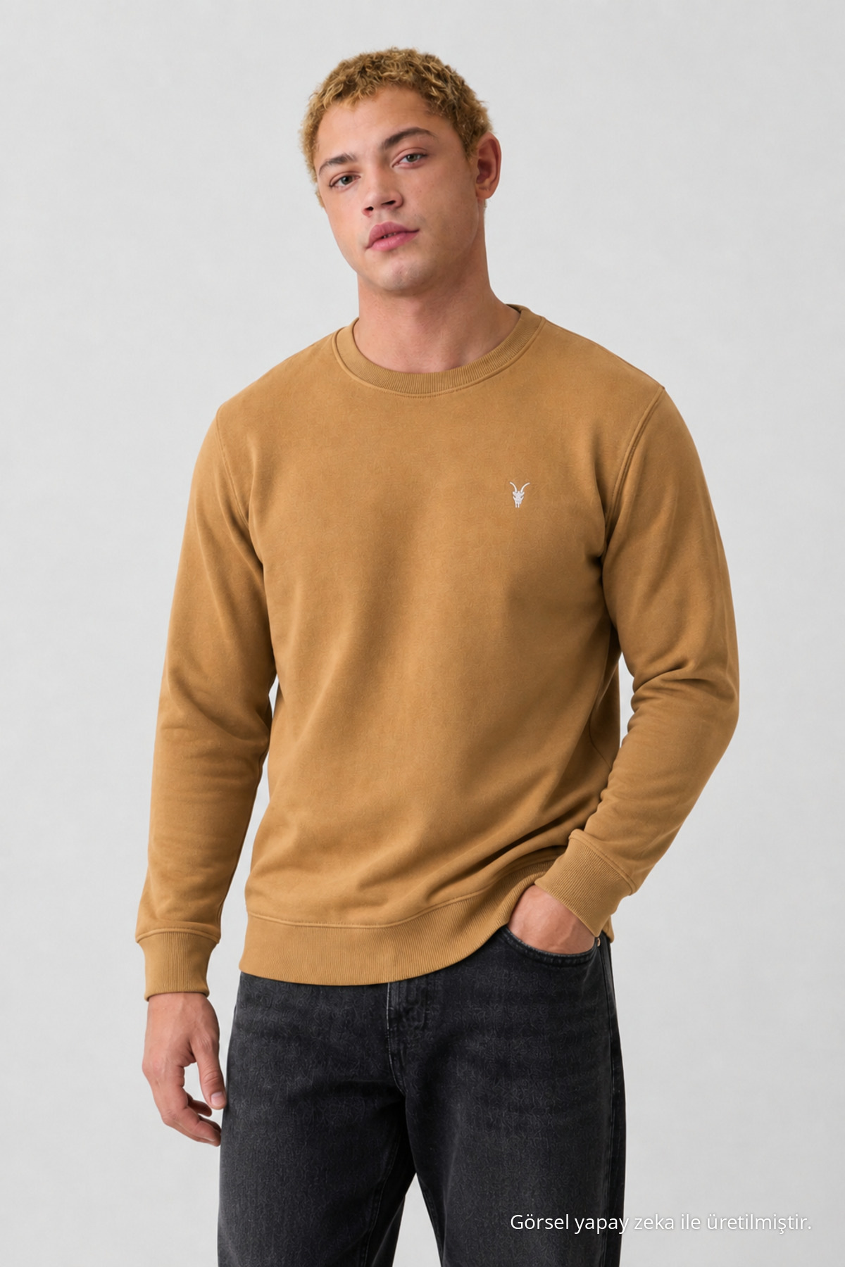 Karamel Oversize Pamuklu Erkek Sweatshirt 4