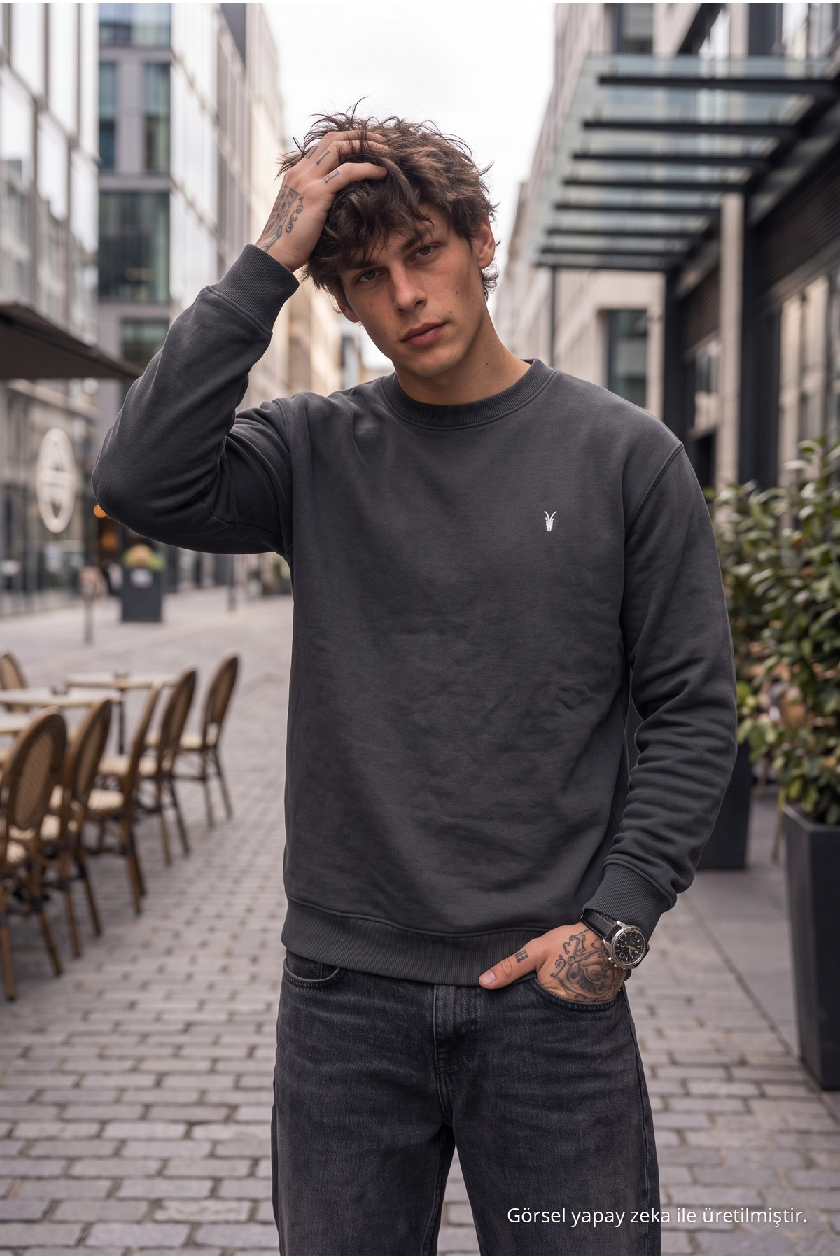 Örme Kışlık Günlük Füme Erkek Sweatshirt 4