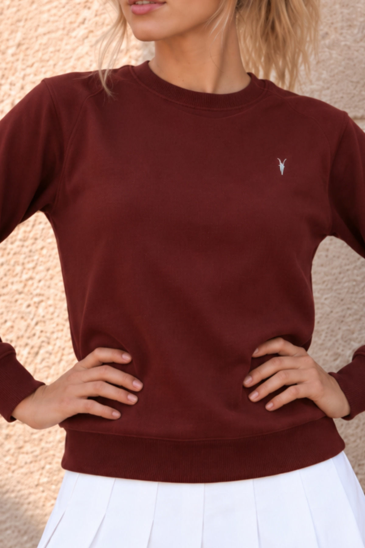 Kadın Bisiklet Yaka Mevsimlik Bordo Sweatshirt 6