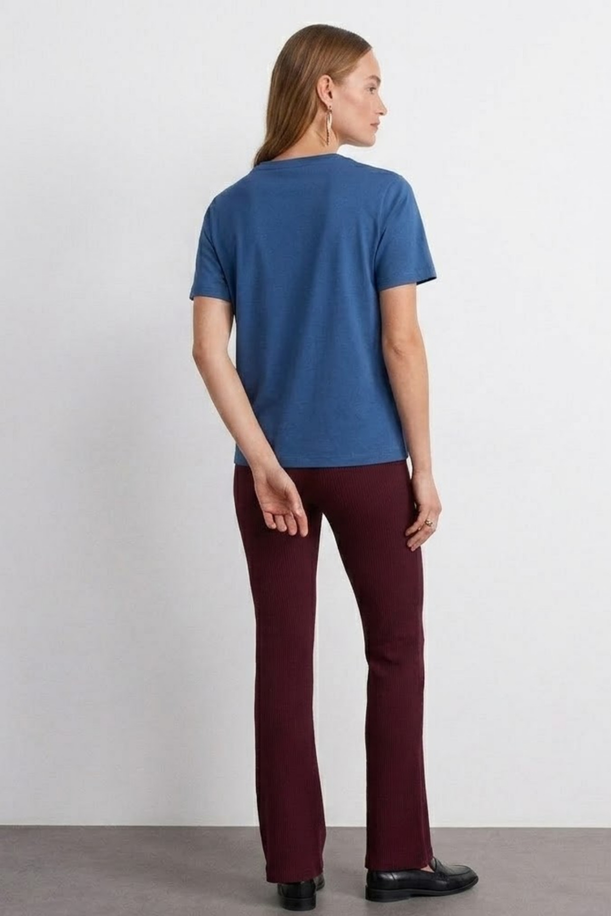 Kadın Comfort Fit Basic İNDİGO Bol Tişört 6