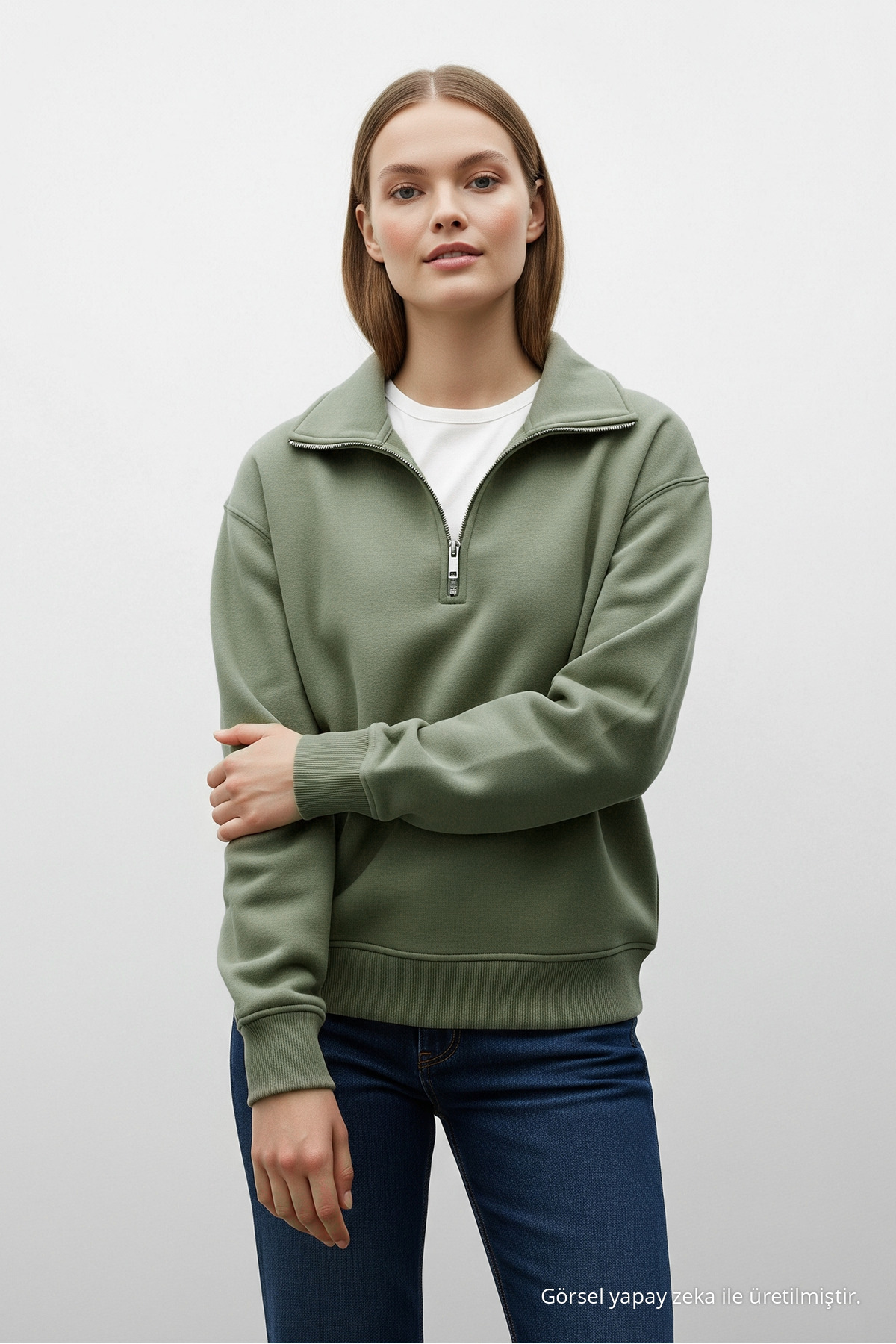 Erkek Kışlık Yarım Fermuarlı 3 Lü Sweatshirt BEYAZ 7