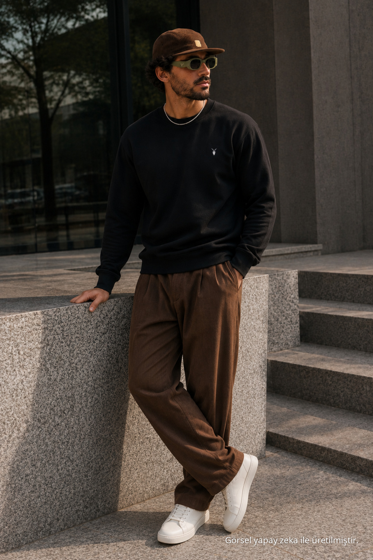 SİYAH Bol Kesim Rahat Erkek Sweatshirt 4