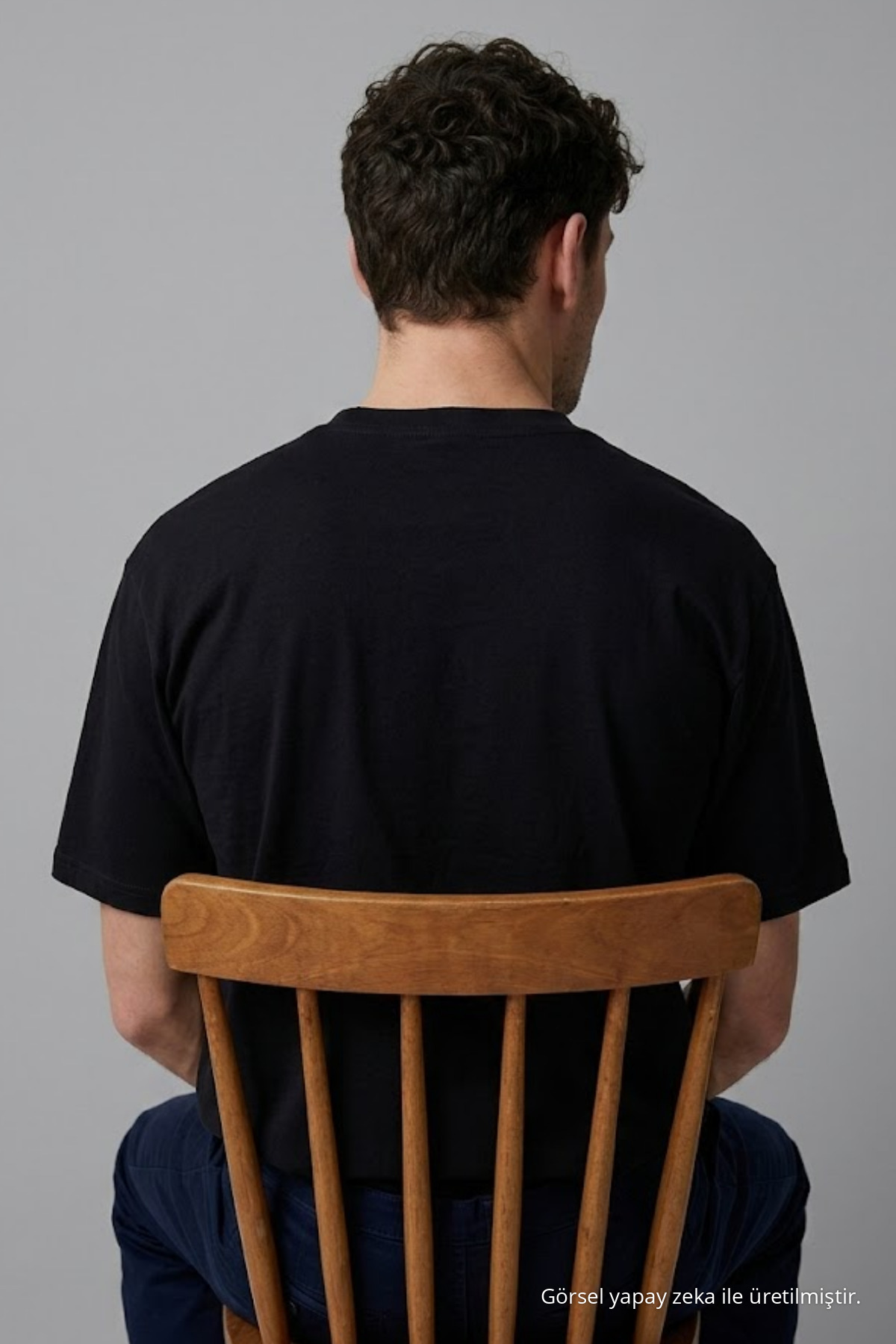 Erkek Bisiklet Yaka SİYAH Oversize Tişört 5