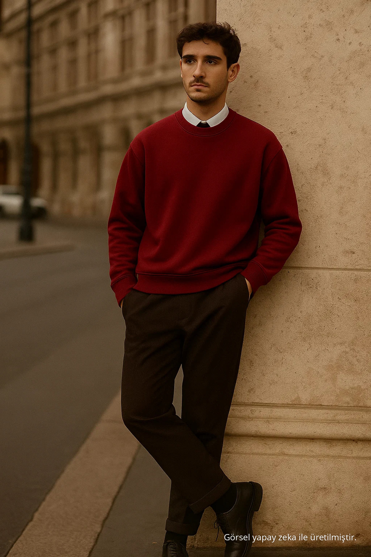 Erkek Oversize Kışlık Bordo Uzun Kazak 3