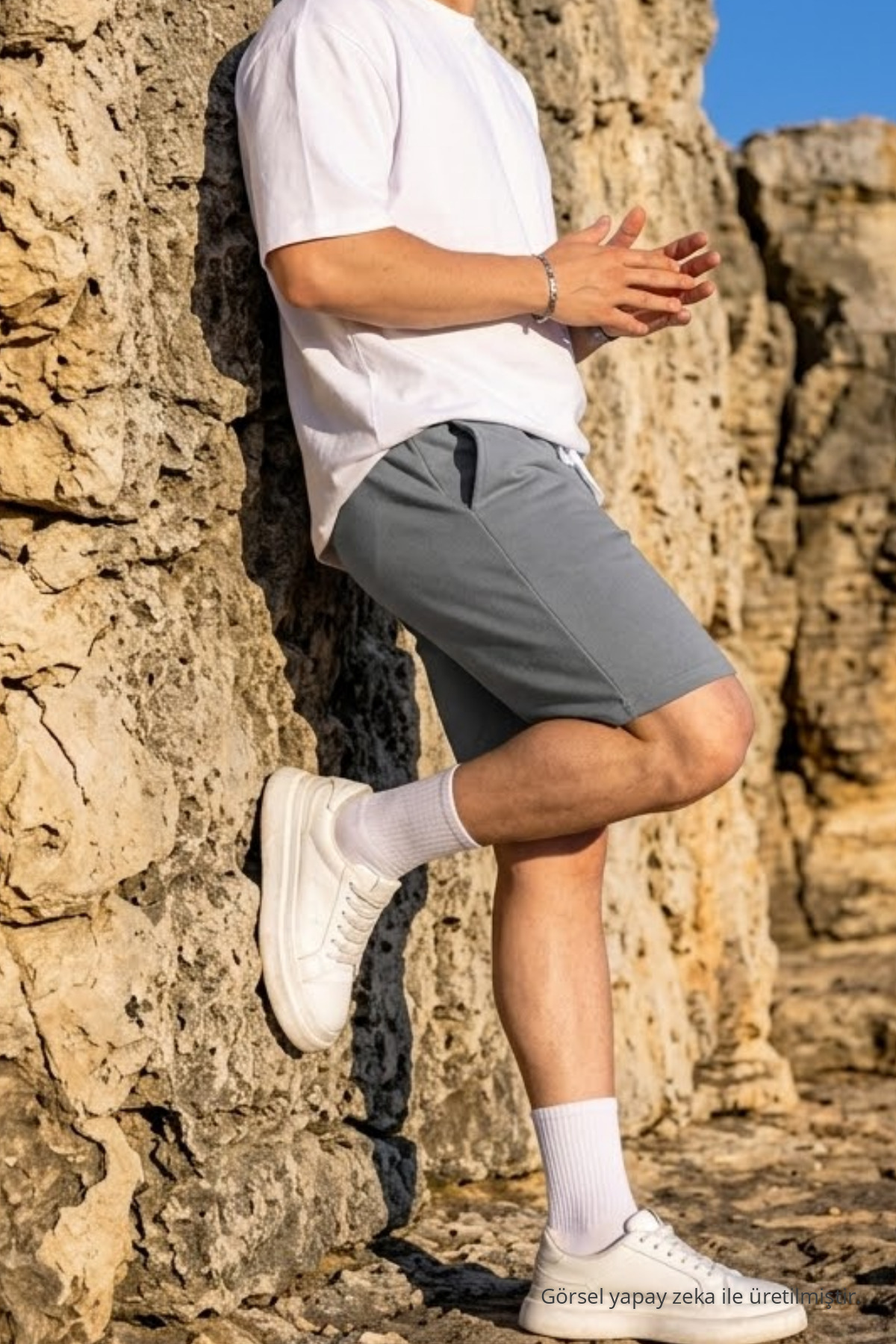 Erkek Pamuklu Casual Cepli Bol Gri Şort 4