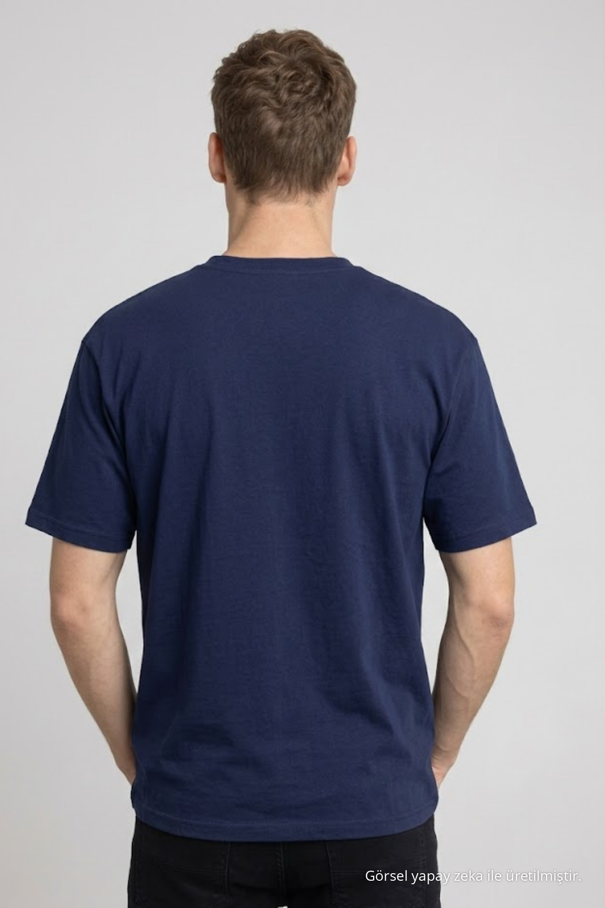 Erkek Pamuklu LACİVERT Oversize Tişört 5