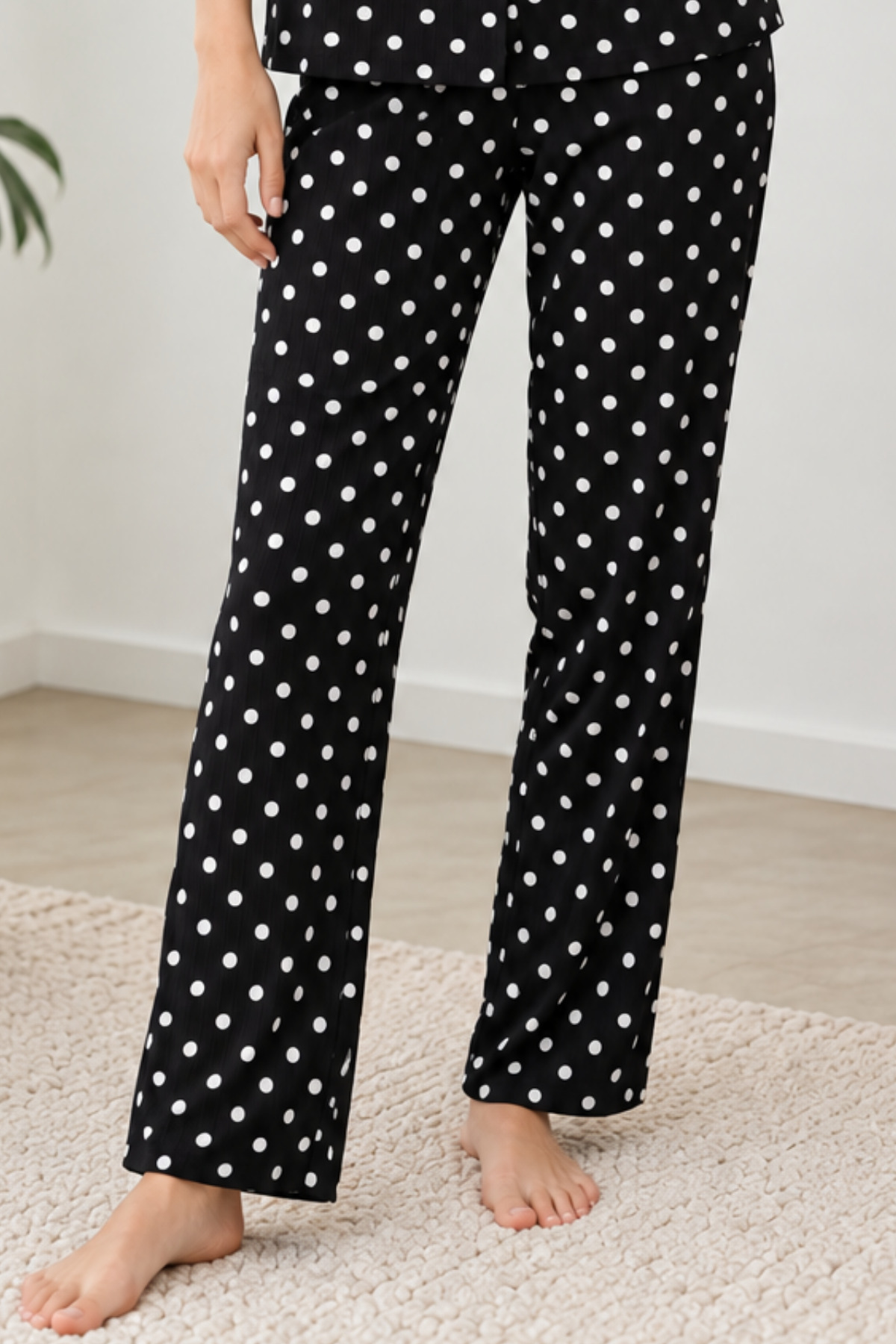 Kadın Desenli Siyah Kısa Kollu Pijama Takımı 4813 6