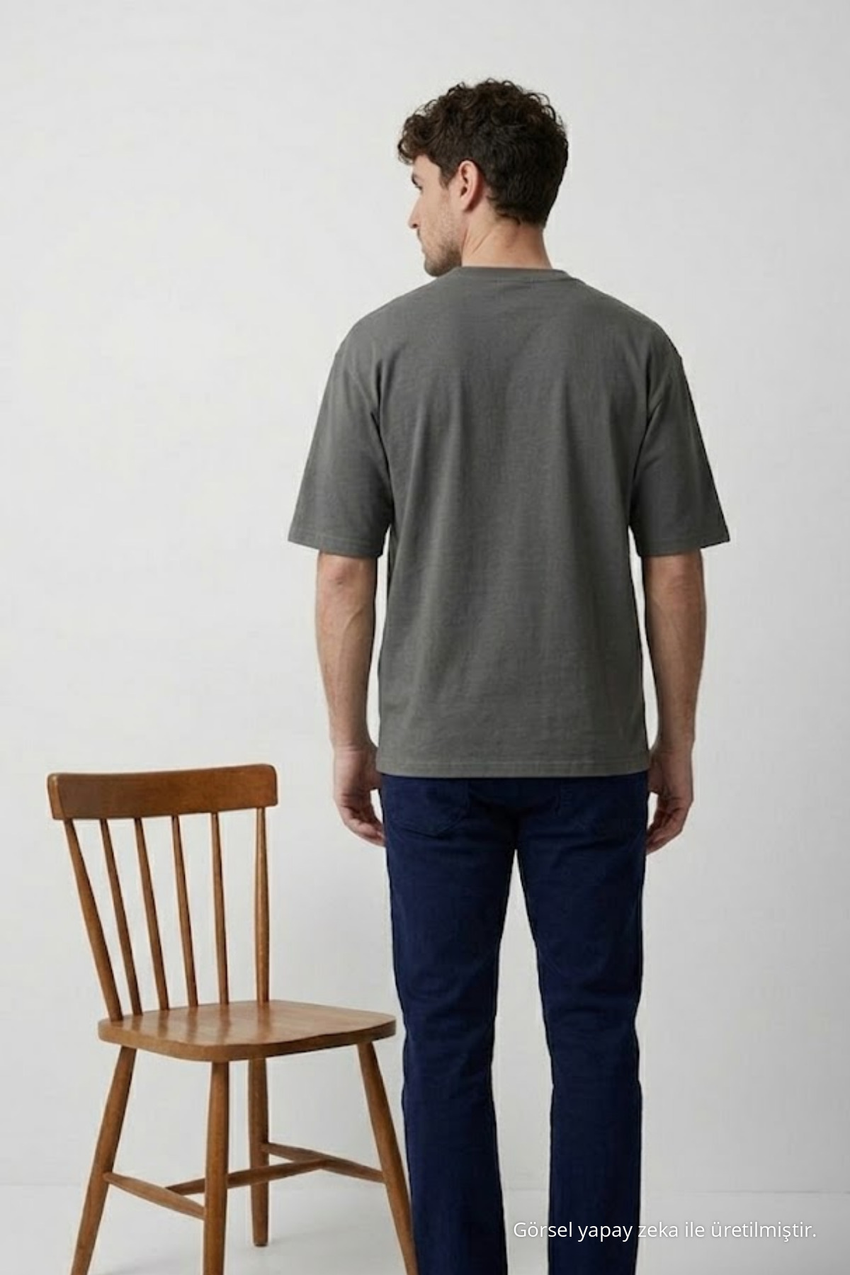 Erkek Bisiklet Yaka Füme Oversize Tişört 6