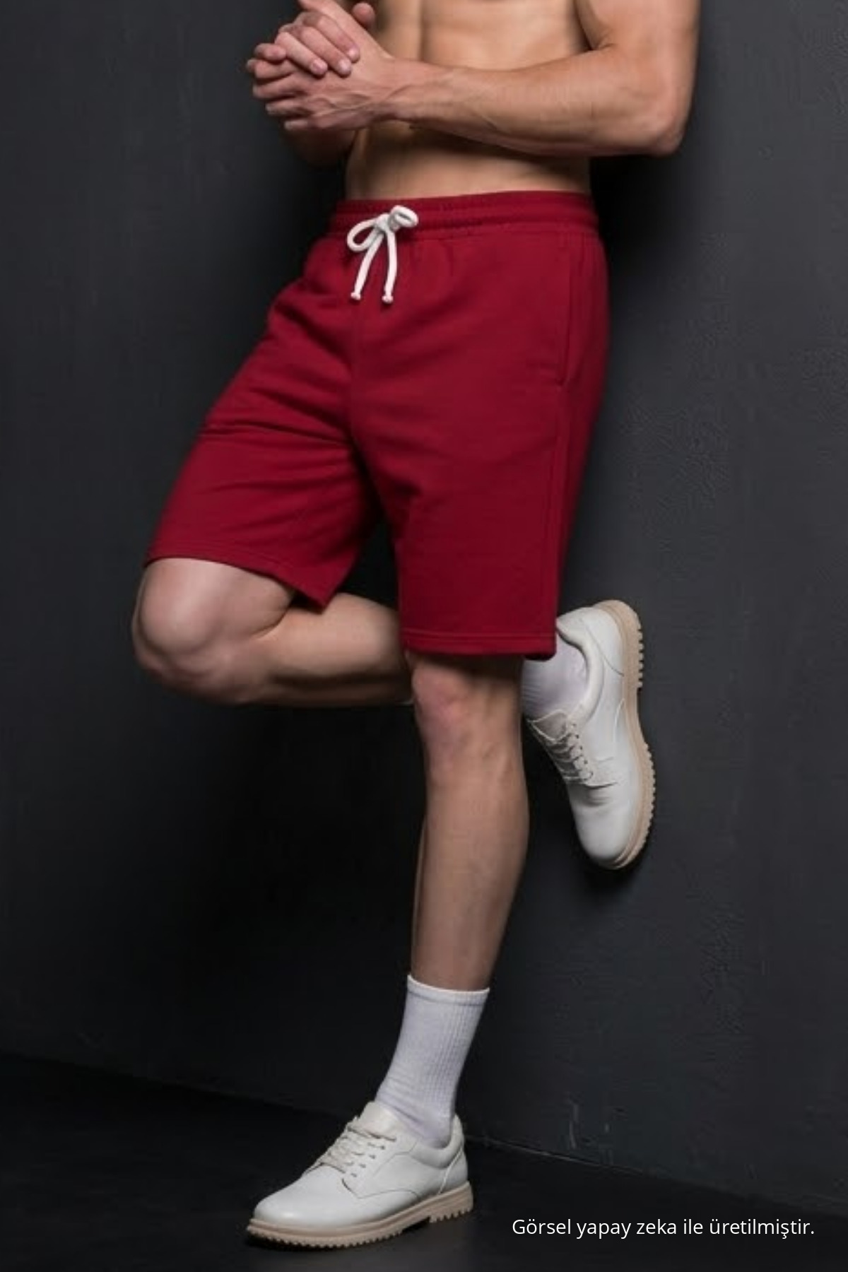 Erkek Lastikli Yazlık Comfort Bordo Şort 4