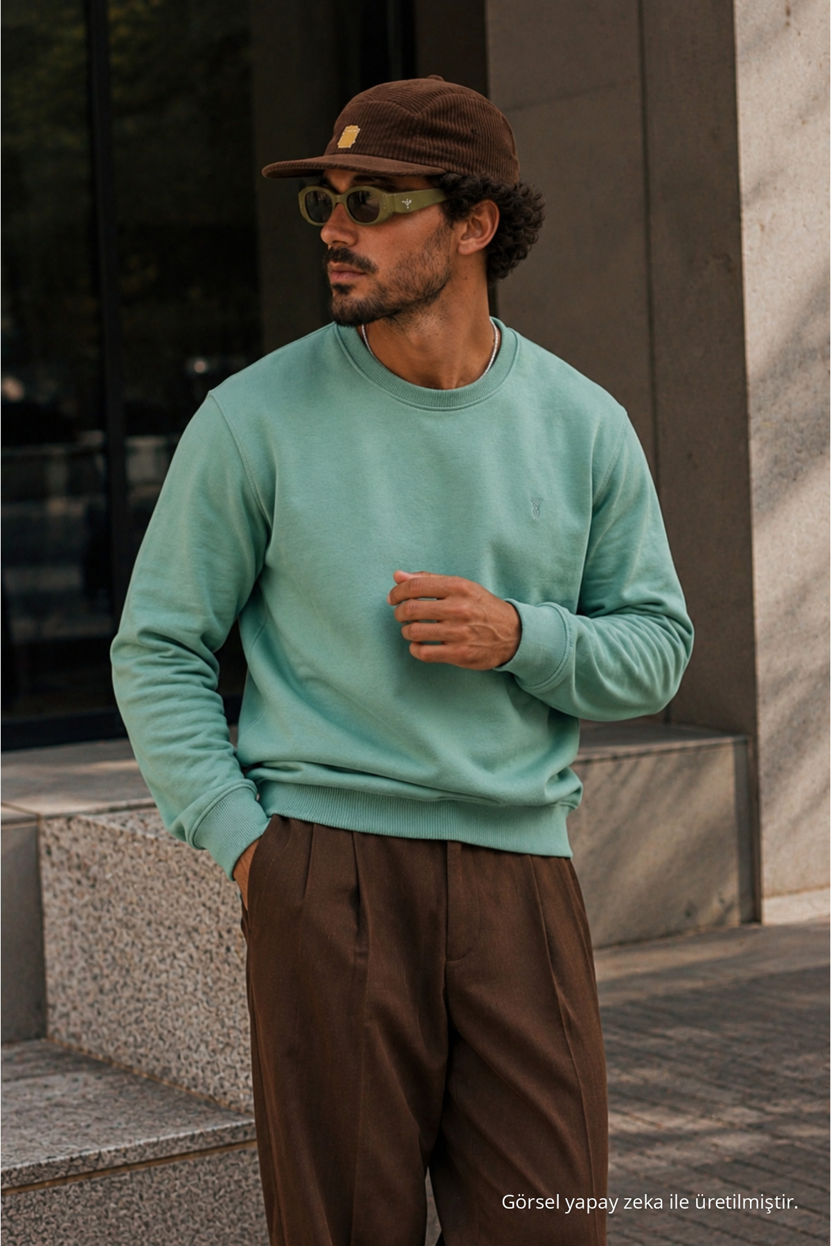 Çağla Bol Kesim Rahat Erkek Sweatshirt 6