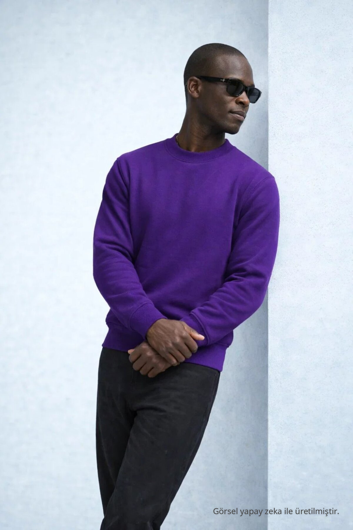 Erkek Kışlık Mor Oversize Sweatshirt 4