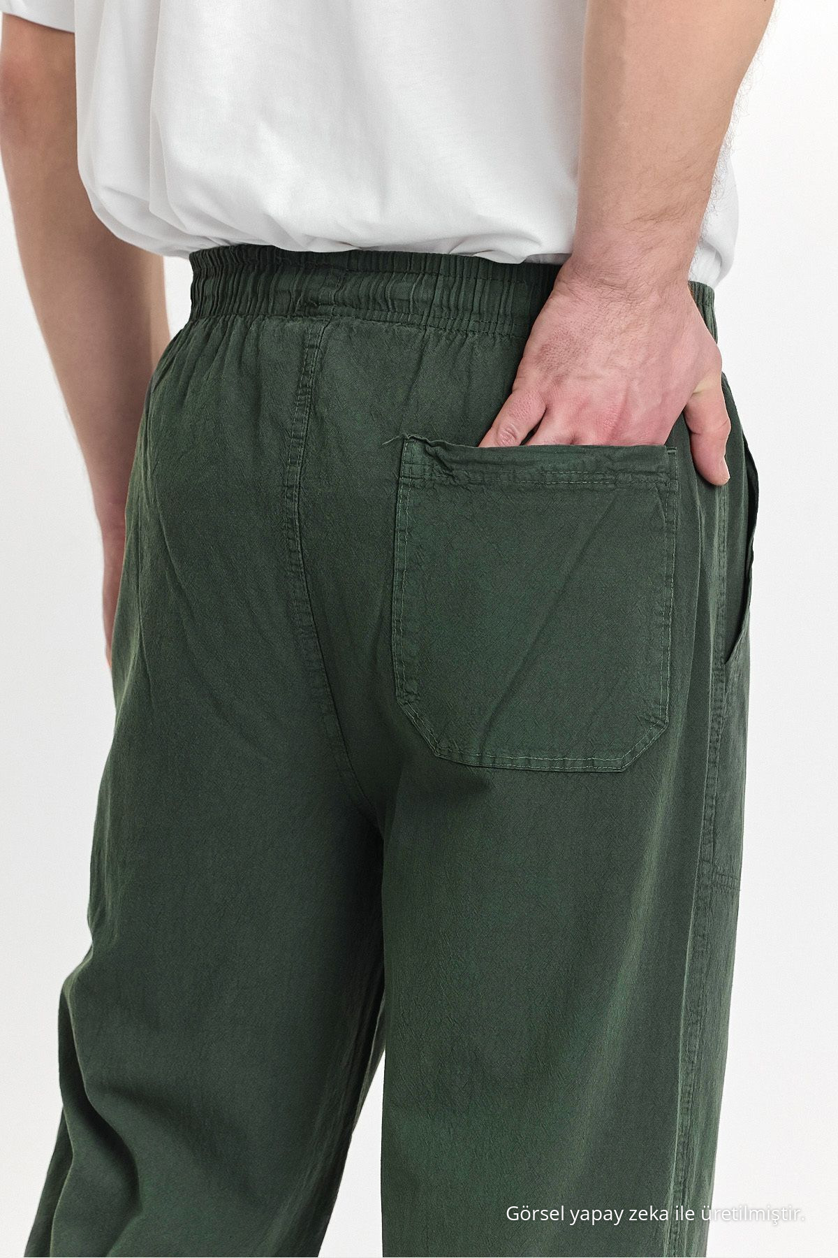 Erkek HAKİ Renk Regular Fit Basic Pantolon 4