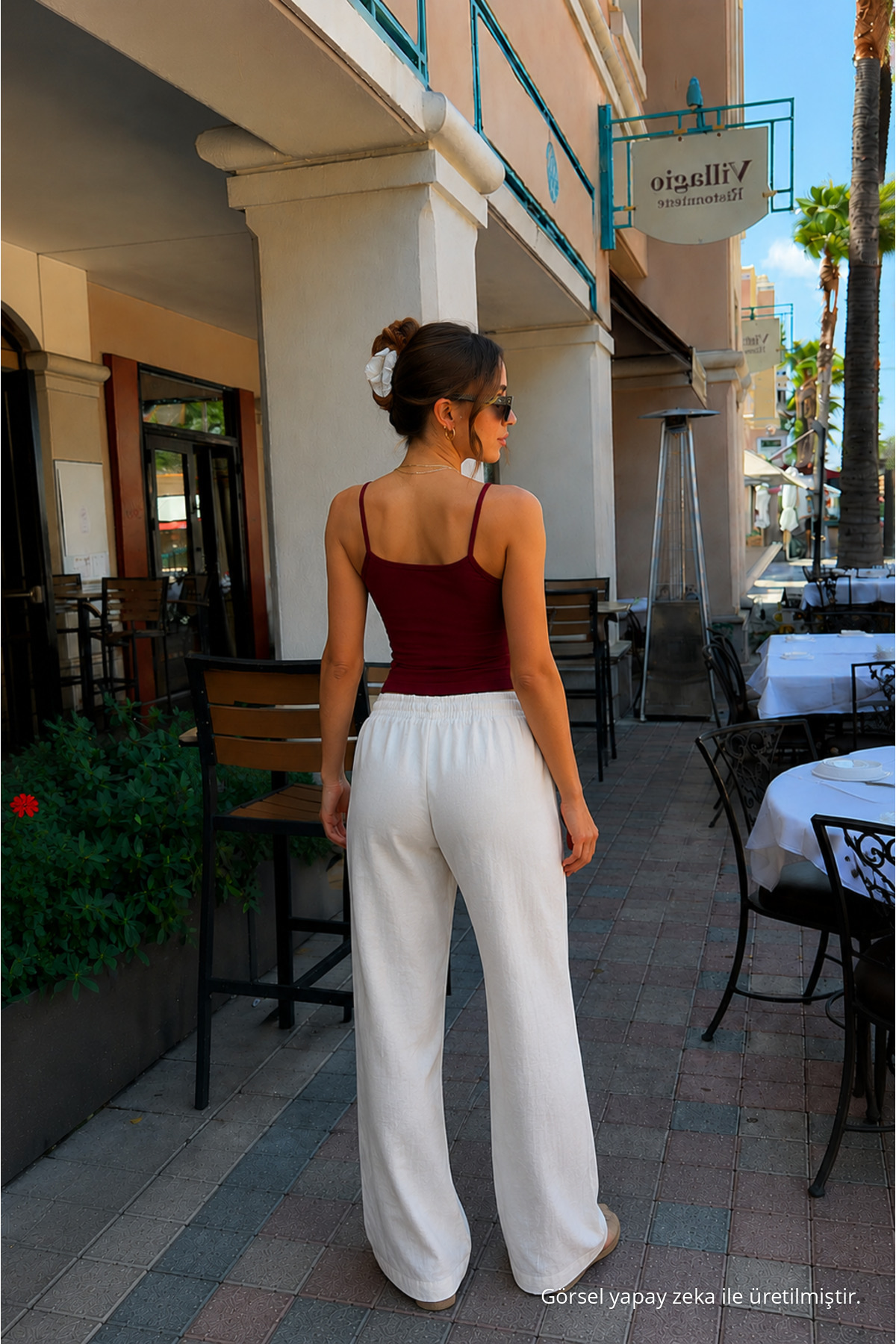 Kadın Basic İnce Askılı Dar Bordo Crop Bluz 4