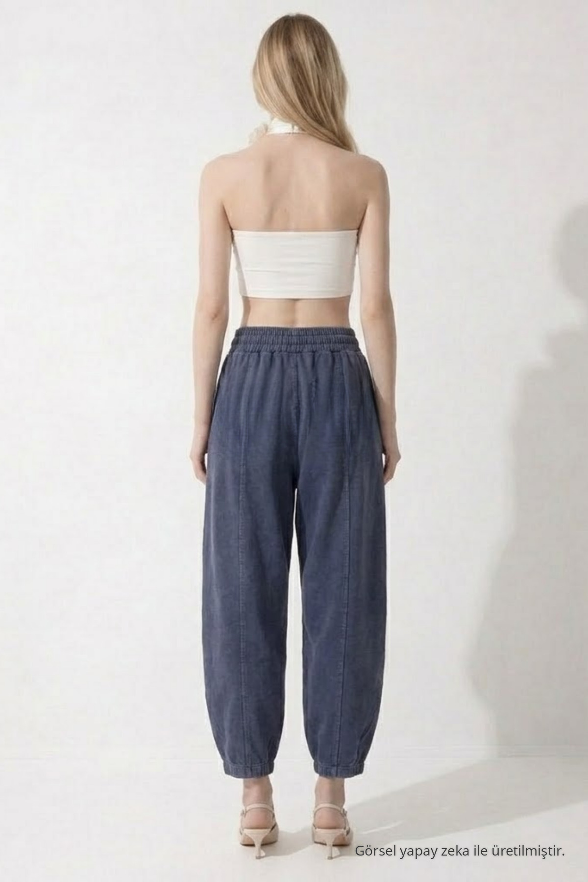 Kadın Basic Soft Füme Şalvar Pantolon 5