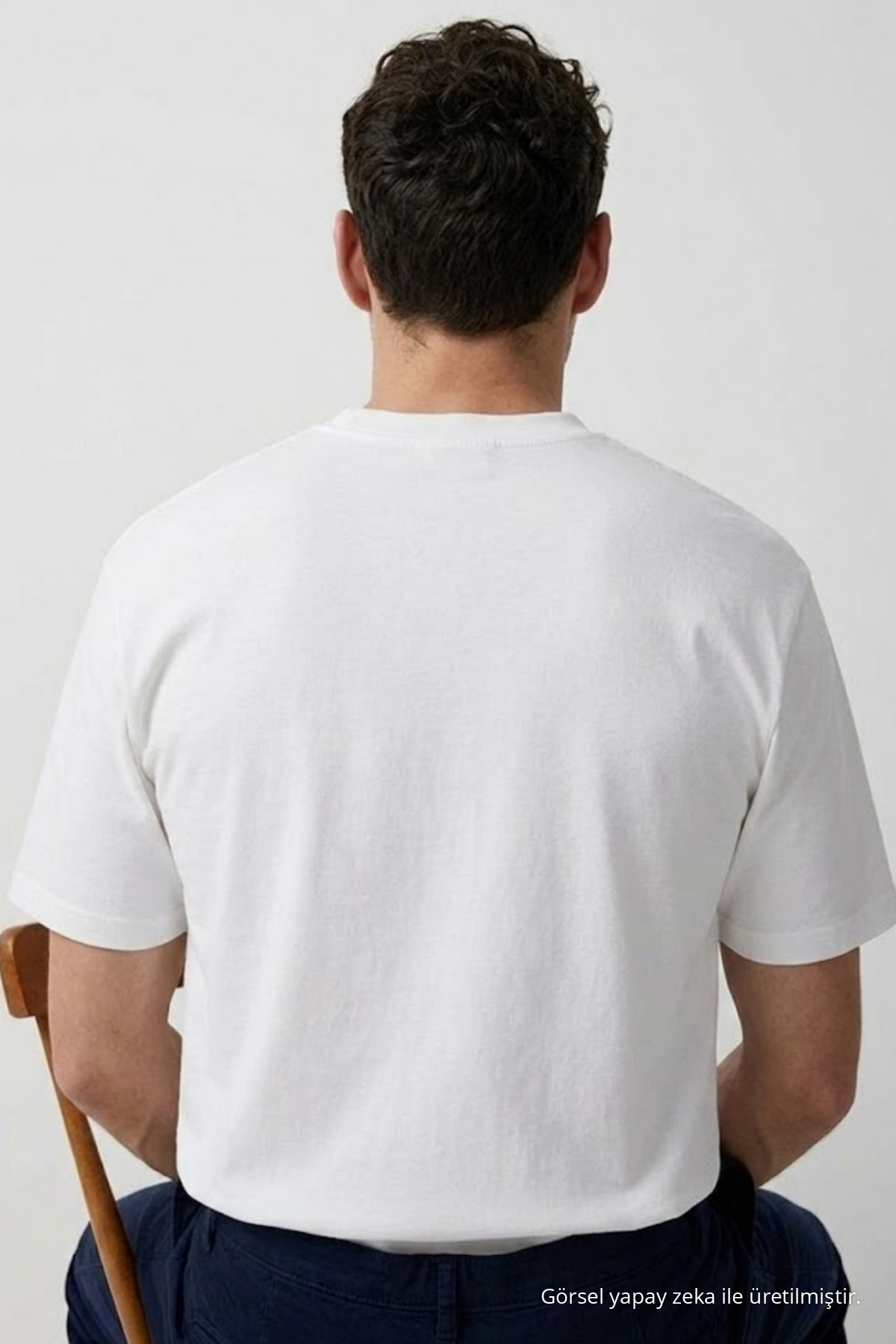 Erkek Bisiklet Yaka Ekru Oversize Tişört 5