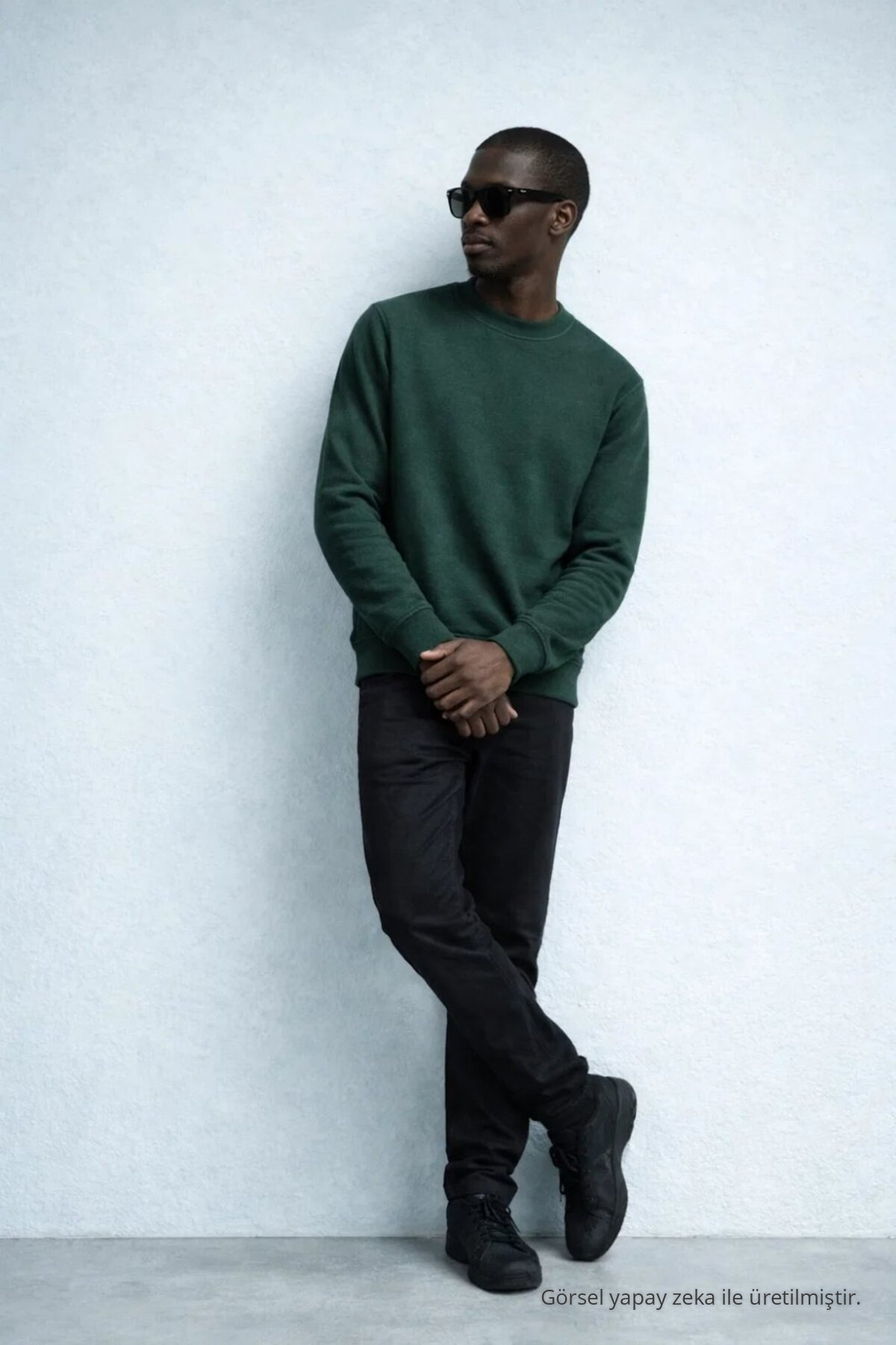 Erkek Kışlık KOYU YEŞİL Oversize Sweatshirt 4