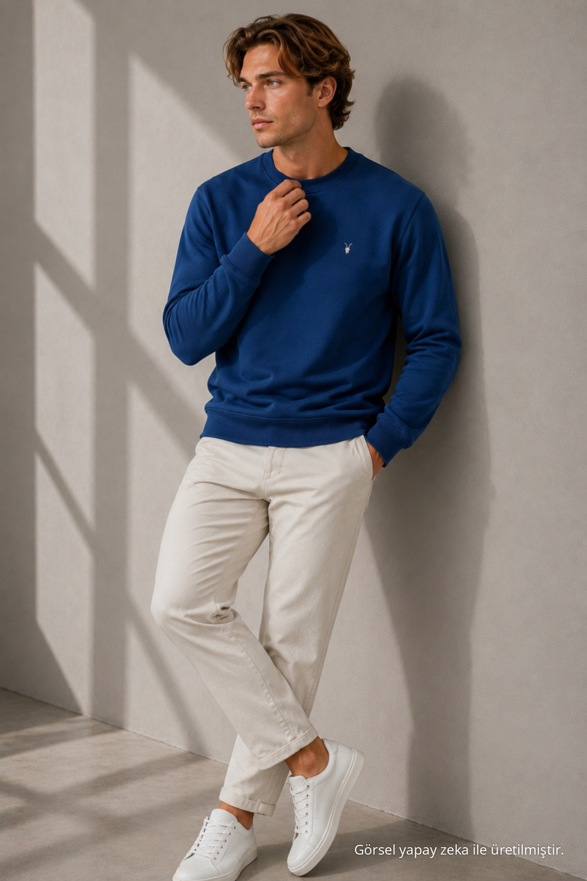 Reglan Casual Kış İNDİGO Erkek Sweatshirt 6