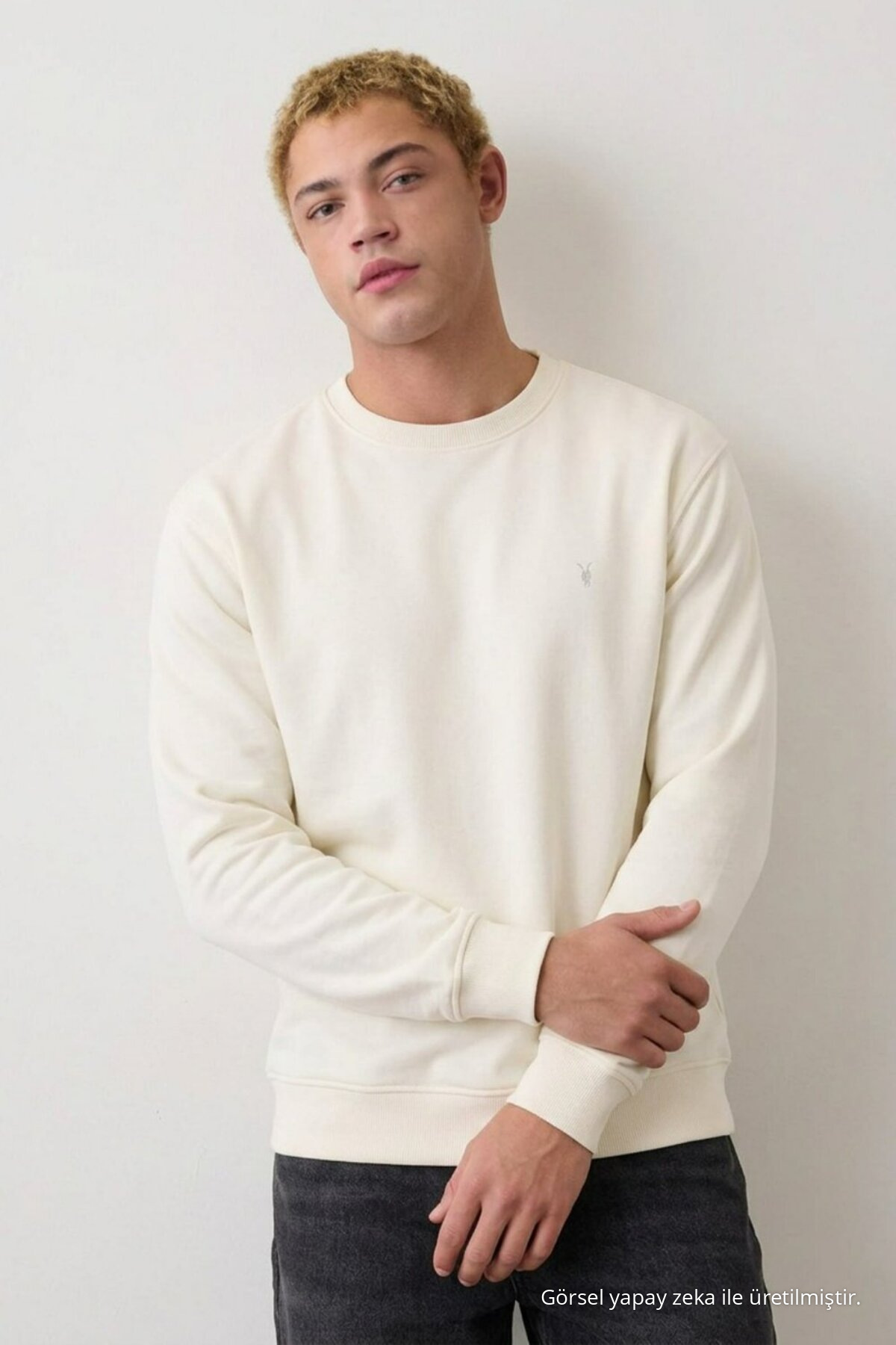 Erkek Rahat Casual 3 Lü Sweatshirt BEYAZ 3
