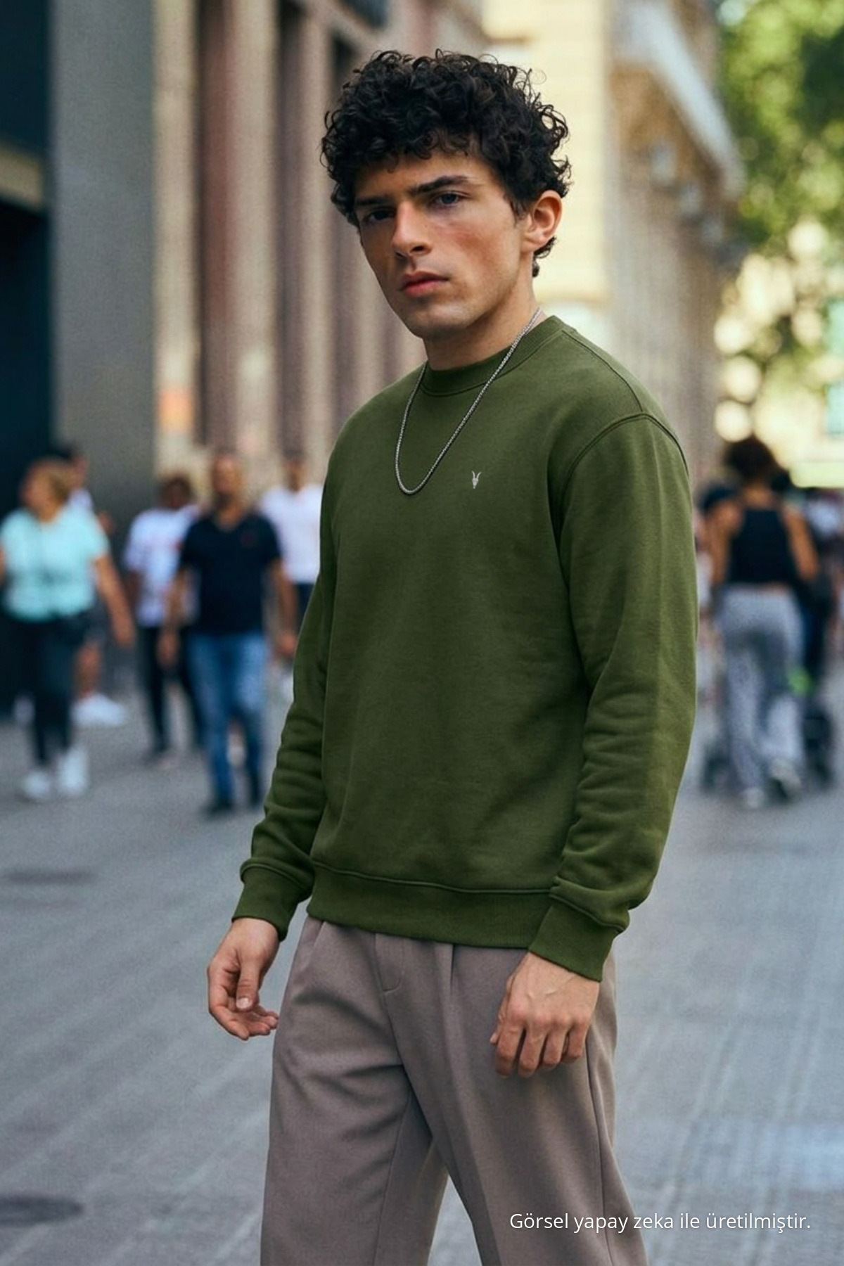 Erkek Orta Yumuşak HAKİ Sweatshirt 4