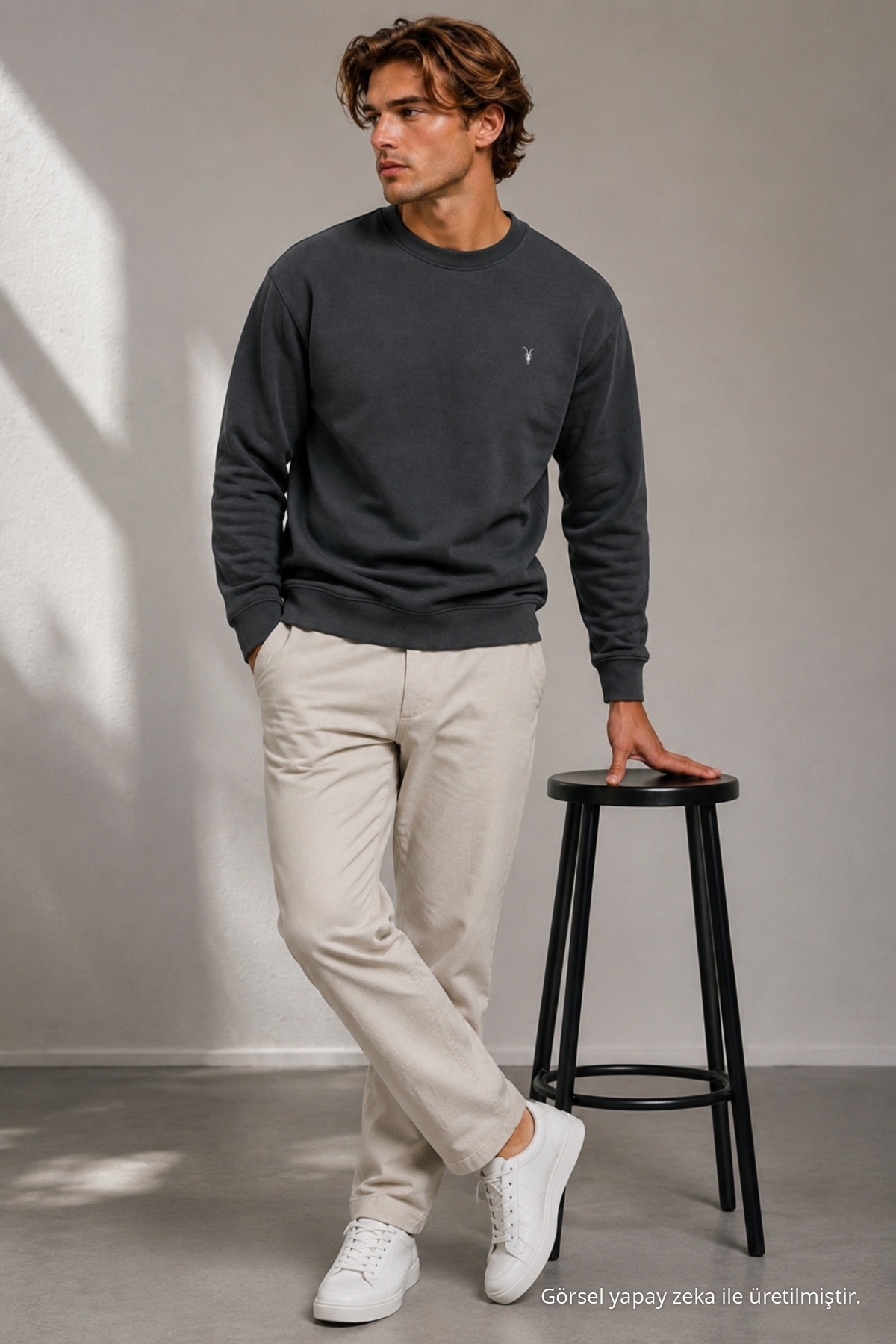 Reglan Casual Kış Füme Erkek Sweatshirt 4