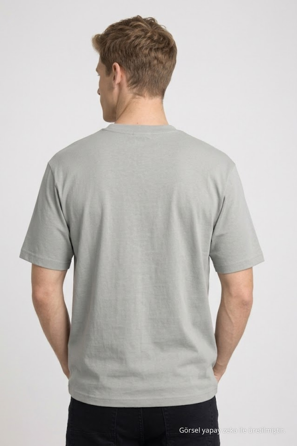 Erkek Pamuklu GRİ Oversize Tişört 5