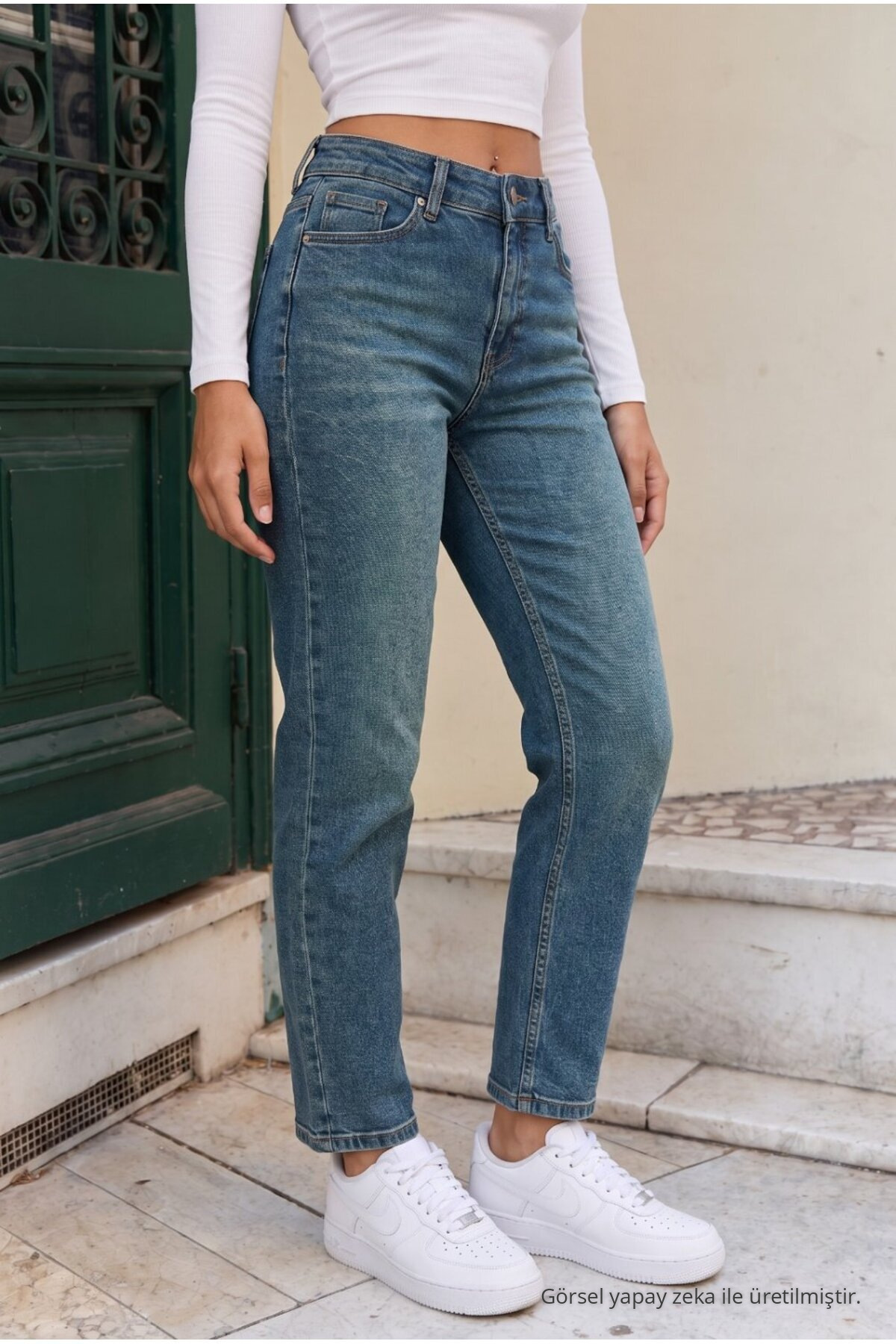 Bilek Boy Straight Fit Kot Pantolon Koyu Mavi 3