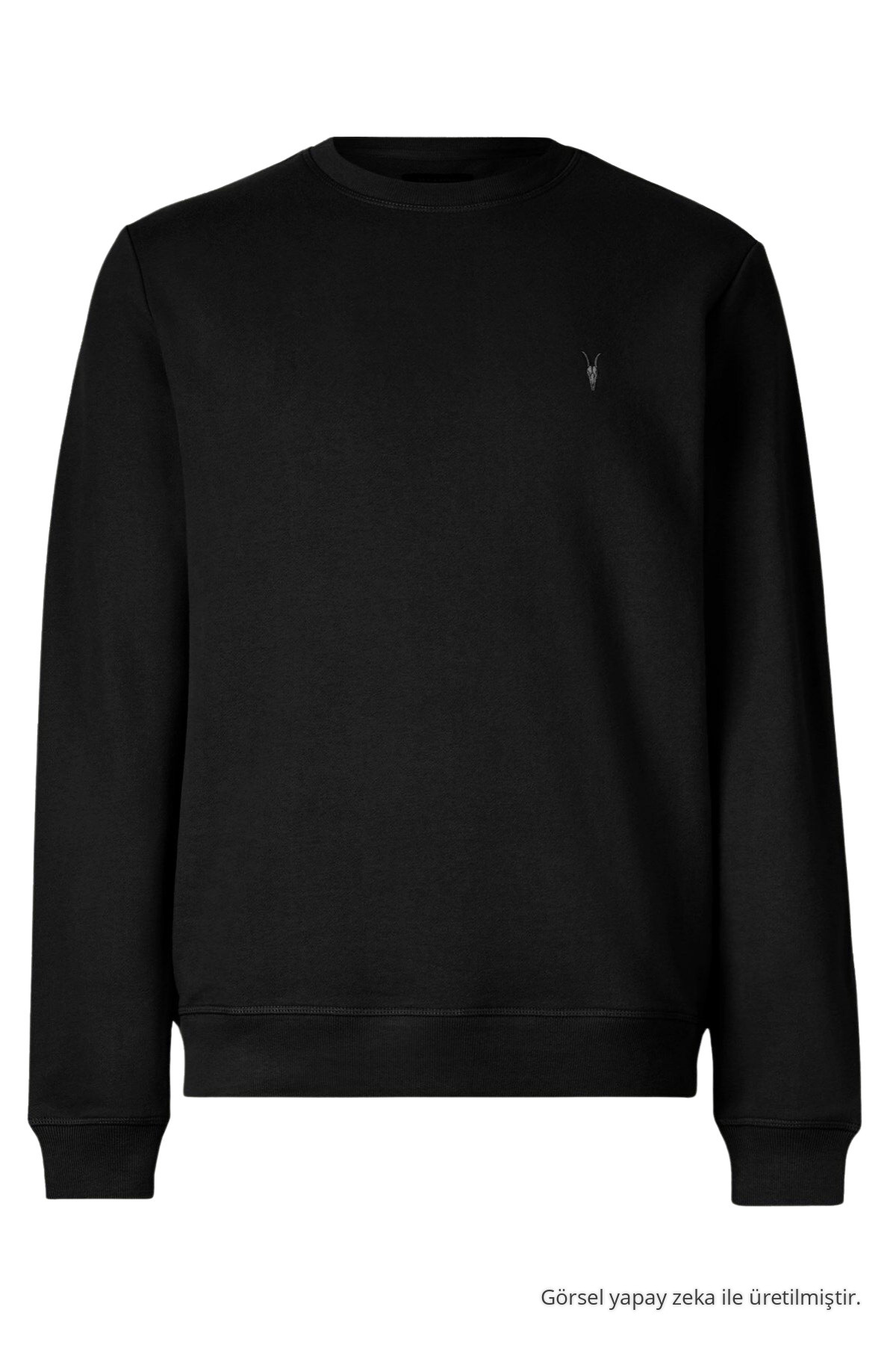 Erkek Basic Bisiklet Yaka Siyah Sweatshirt 5