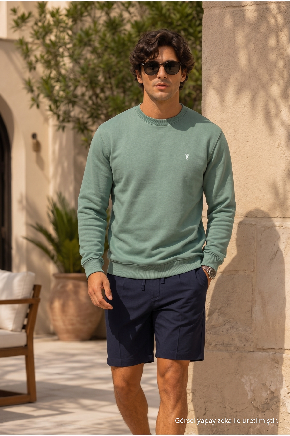 Örme Uzun Kollu Çağla Erkek Sweatshirt 4