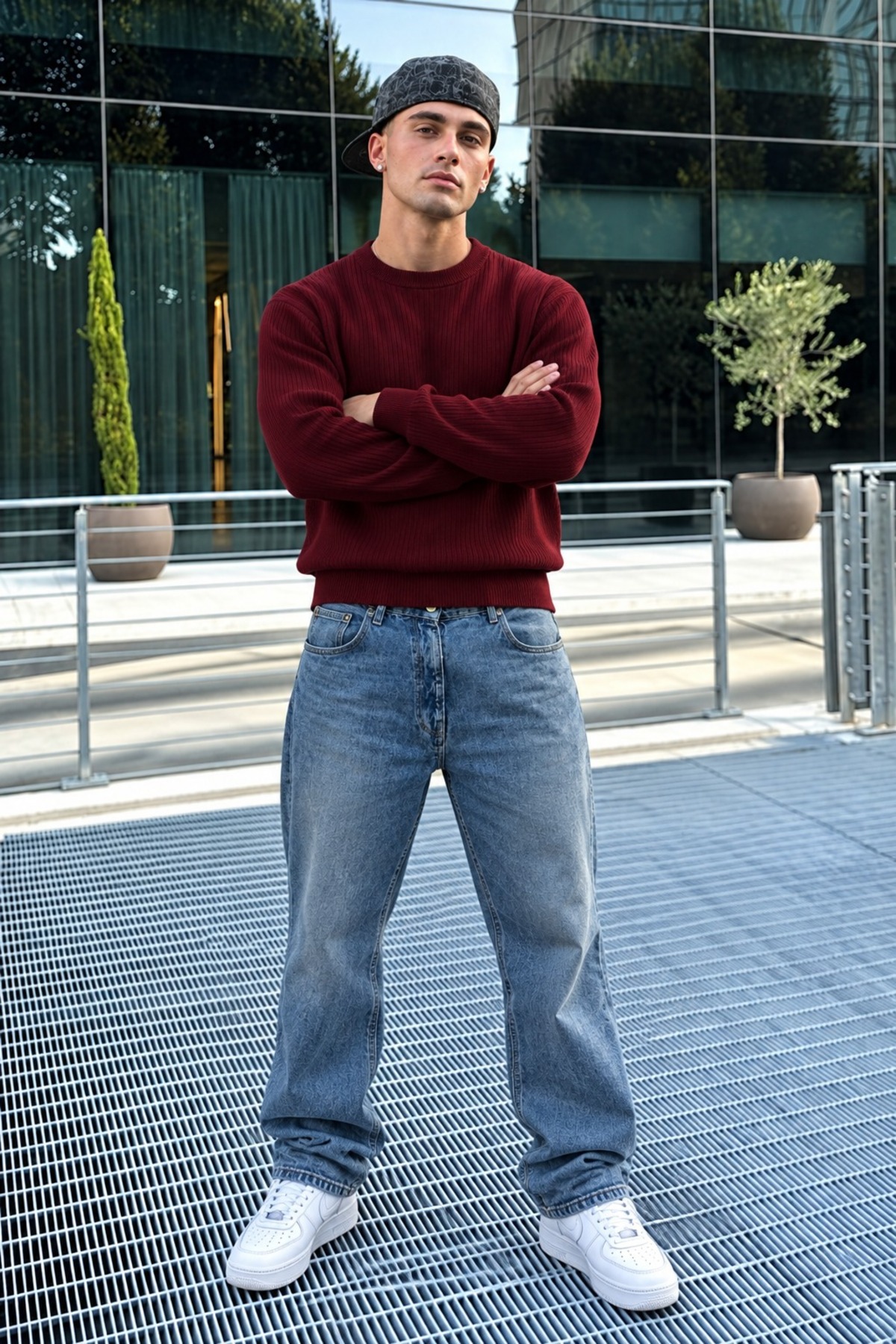 Erkek Uzun Kollu Casual Bordo Kazak 4