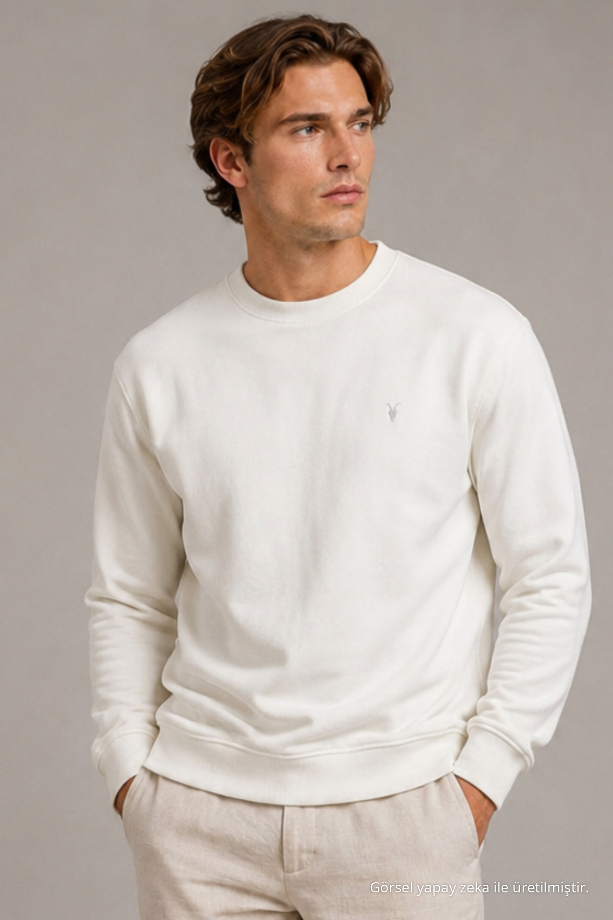 Reglan Casual Kış Ekru Erkek Sweatshirt 6