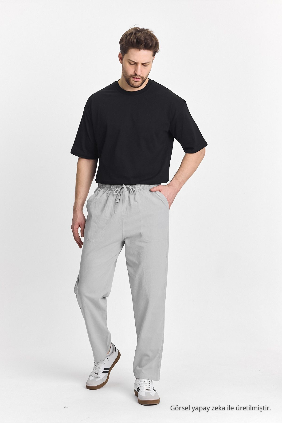 Erkek GRİ Renk Regular Fit Basic Pantolon 7