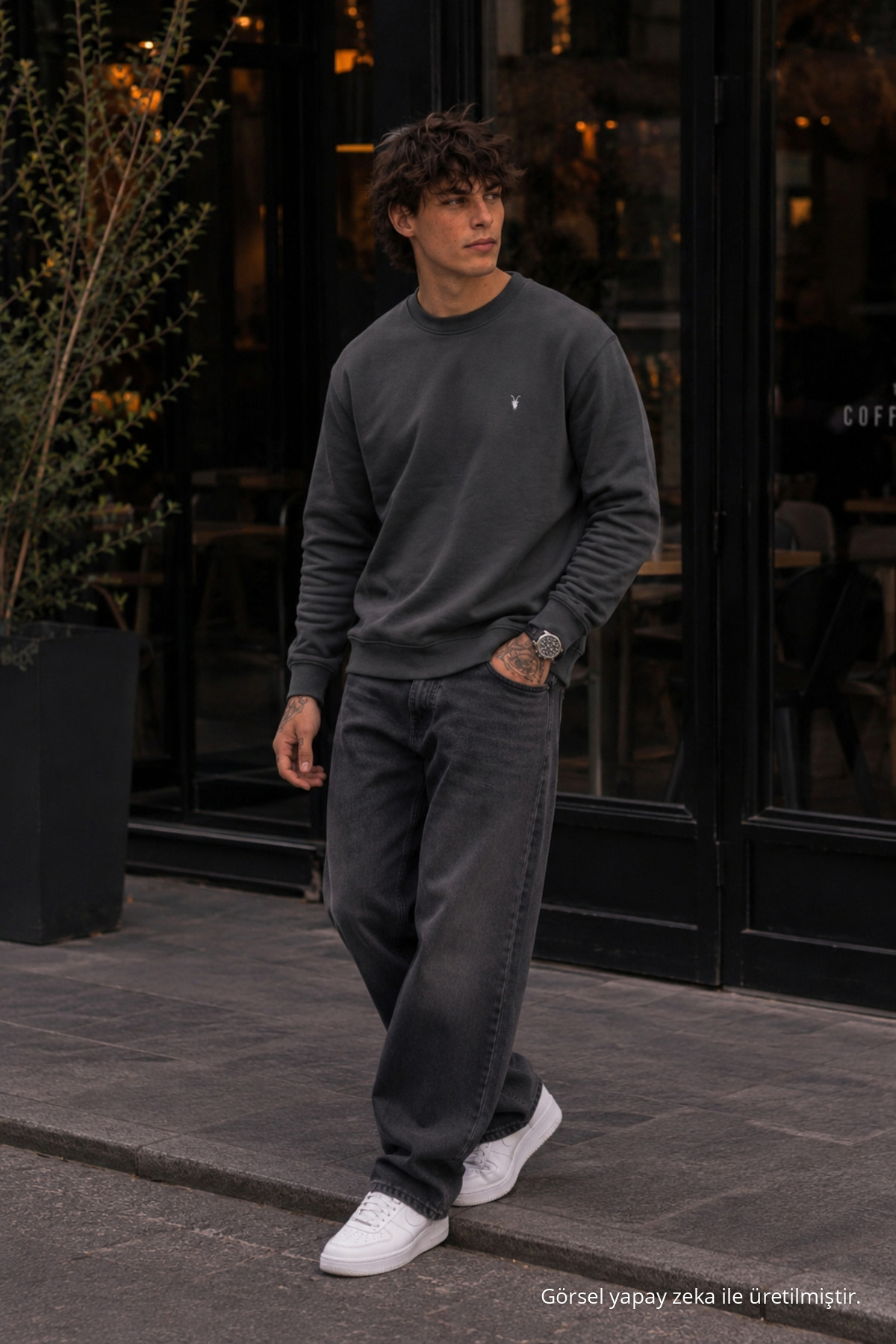 Örme Kışlık Günlük Füme Erkek Sweatshirt 5