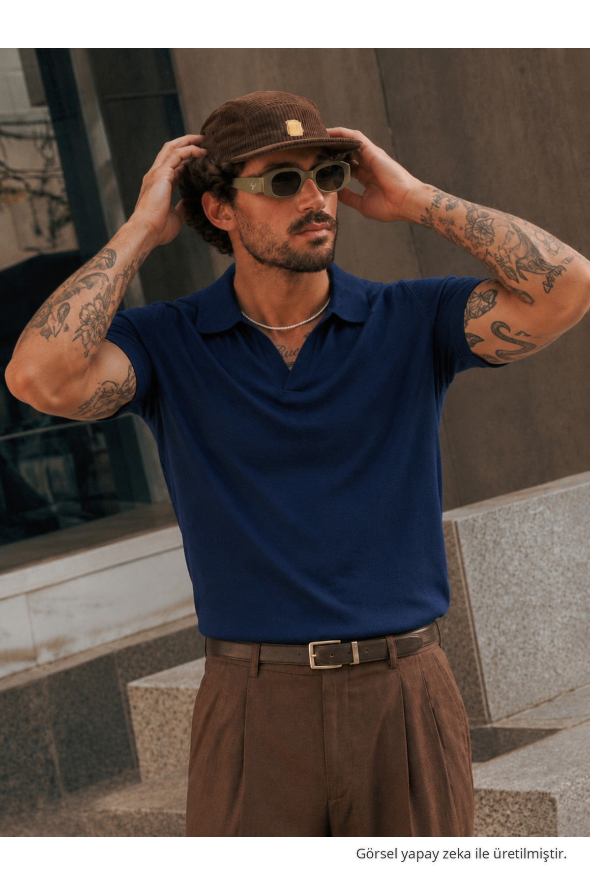 Erkek Polo Yaka %100 Pamuklu Basic LACİVERT Tişört 4