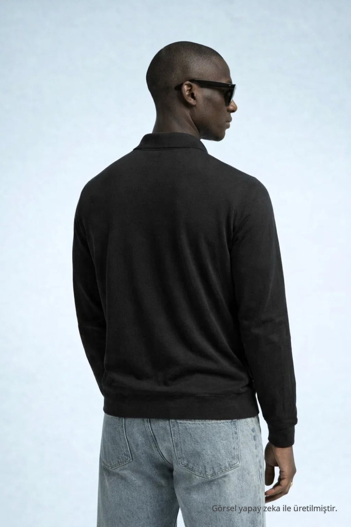 Erkek Trend Casual Siyah Triko Kazak 6