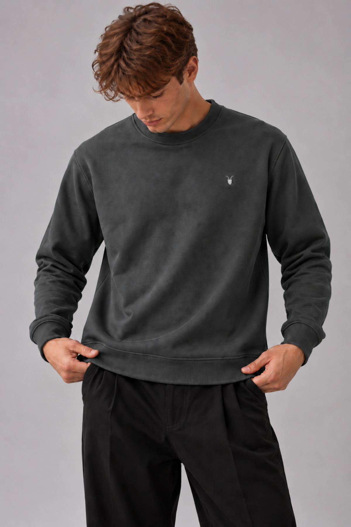 Erkek Bisiklet Yaka 2' Li Sweatshirt EKRU 3