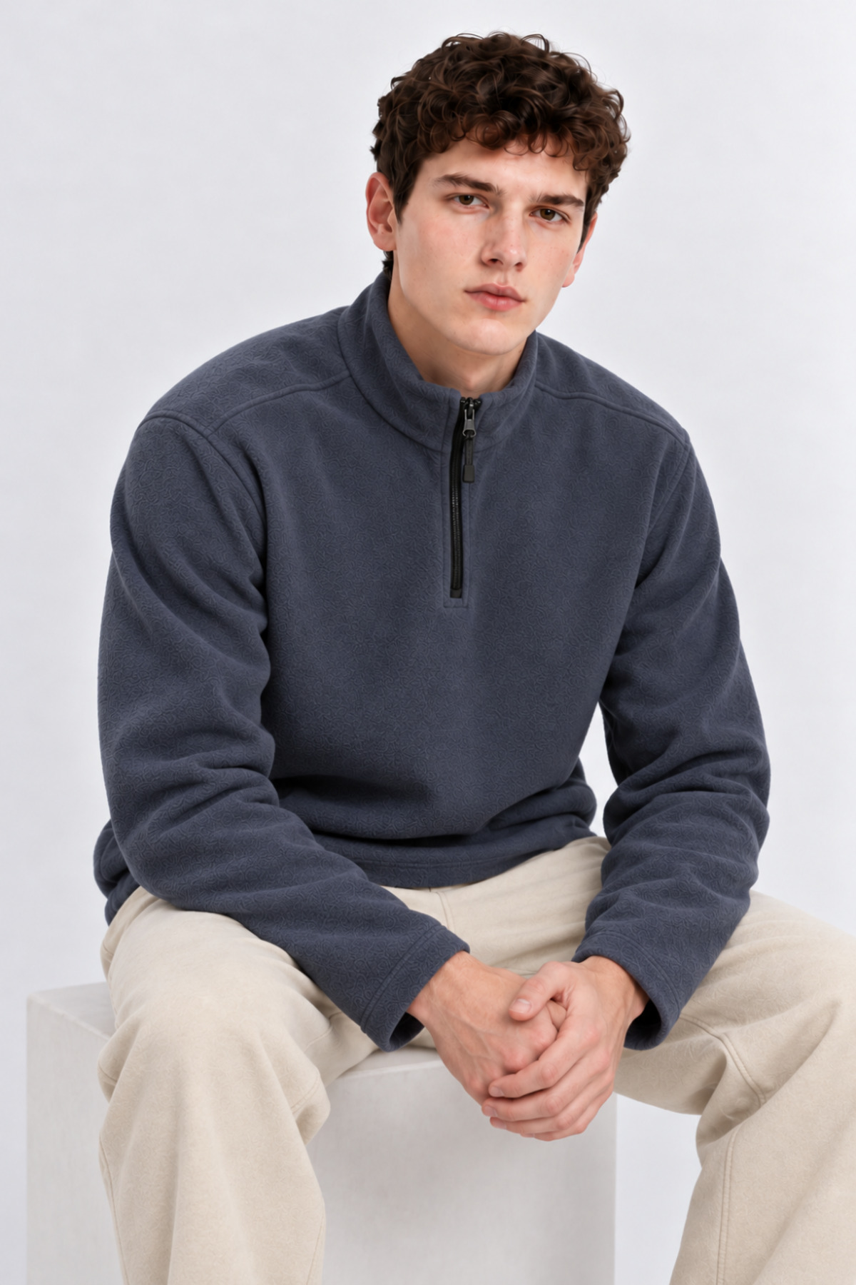 Erkek Yarım Fermuarlı Bol 3' Lu Sweatshirt HARDAL 3