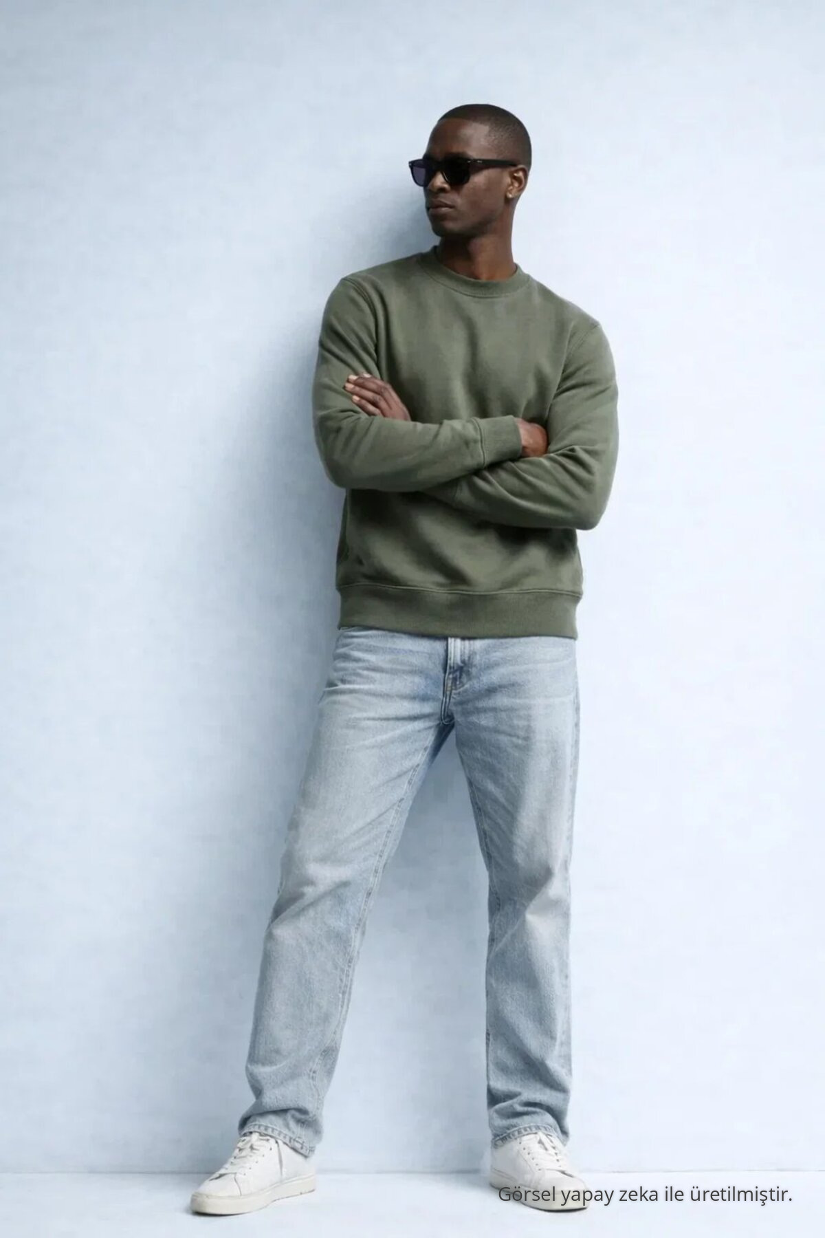 Erkek Kışlık HAKİ Oversize Sweatshirt 4