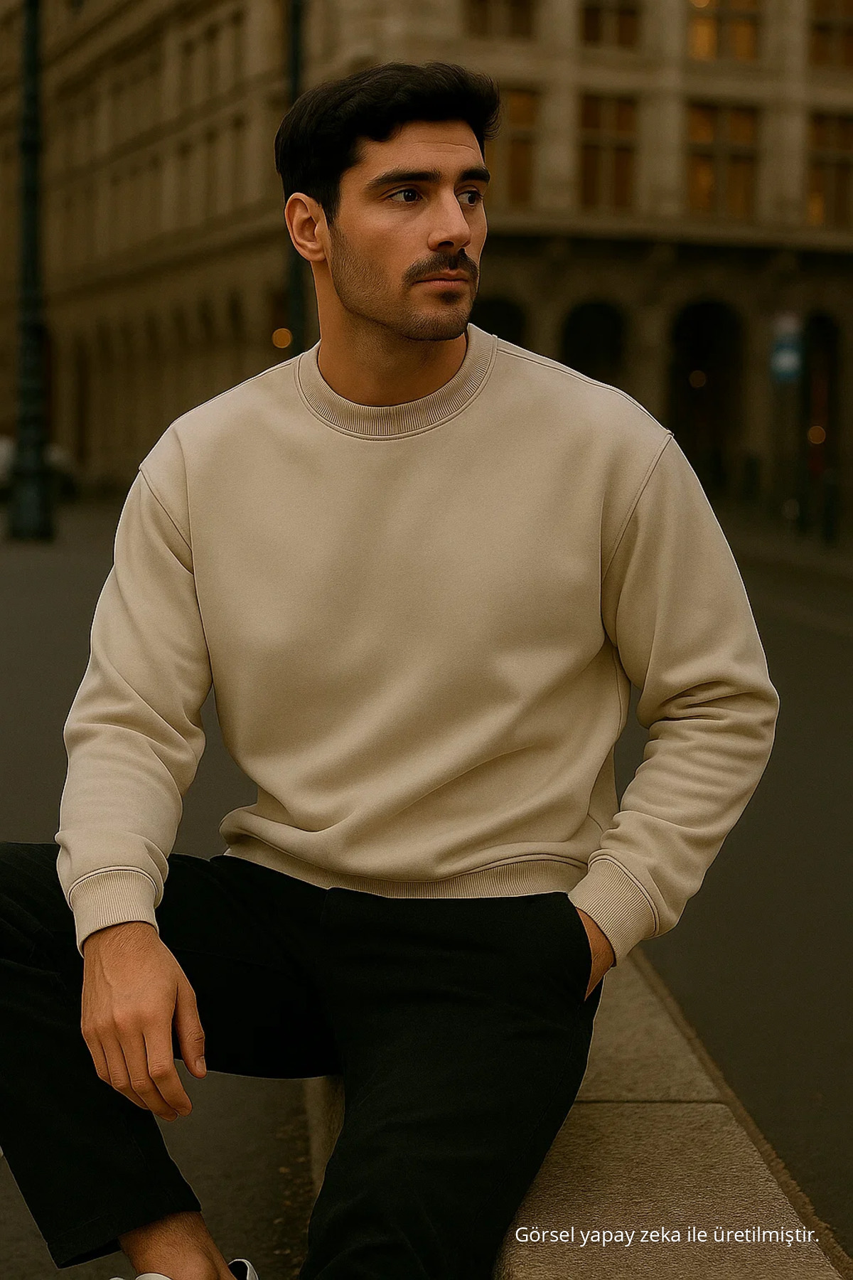 Erkek Oversize Kışlık Krem Uzun Kazak 6
